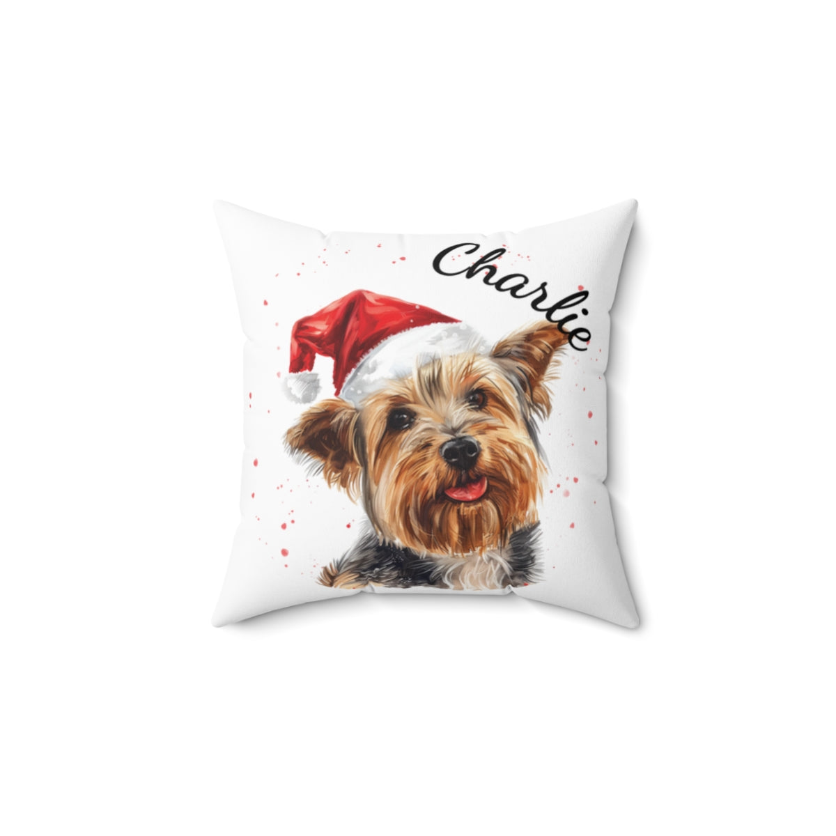 Christmas dog Cushions_Australian-Silky-Terrier-1 Personalised Dog Christmas Spun Polyester Square Throw Cushion with Insert