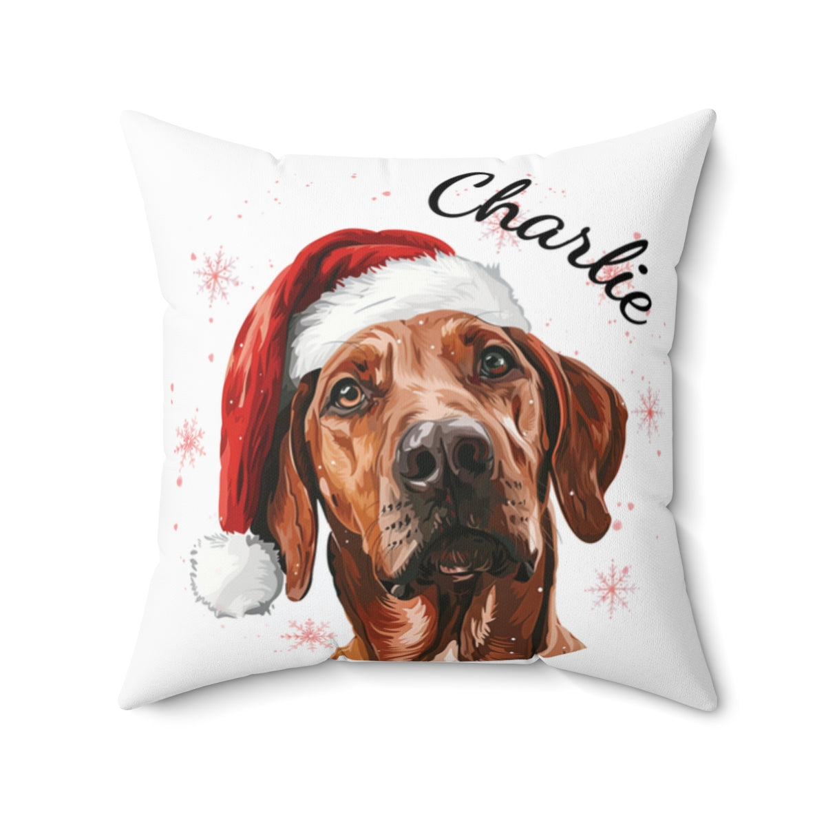 Christmas dog Cushions_Rhodesian-Ridgeeback-2 Personalised Dog Christmas Spun Polyester Square Throw Cushion with Insert