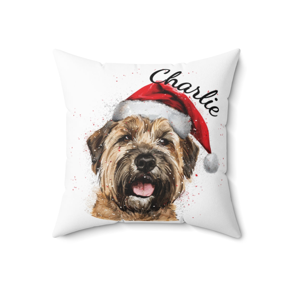 Christmas dog Cushions_Wheaten-Terrier-1 Personalised Dog Christmas Spun Polyester Square Throw Cushion with Insert - Maltese