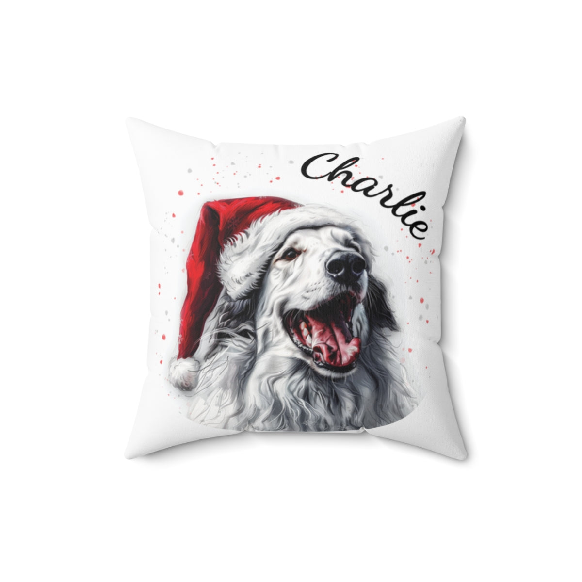 Christmas dog Cushions_Borzoi-1 Personalised Dog Christmas Spun Polyester Square Throw Cushion with Insert