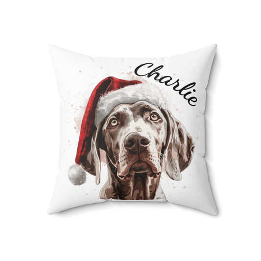 Christmas dog Cushions_Weimaraner-2 Personalised Dog Christmas Spun Polyester Square Throw Cushion with Insert - Maltese