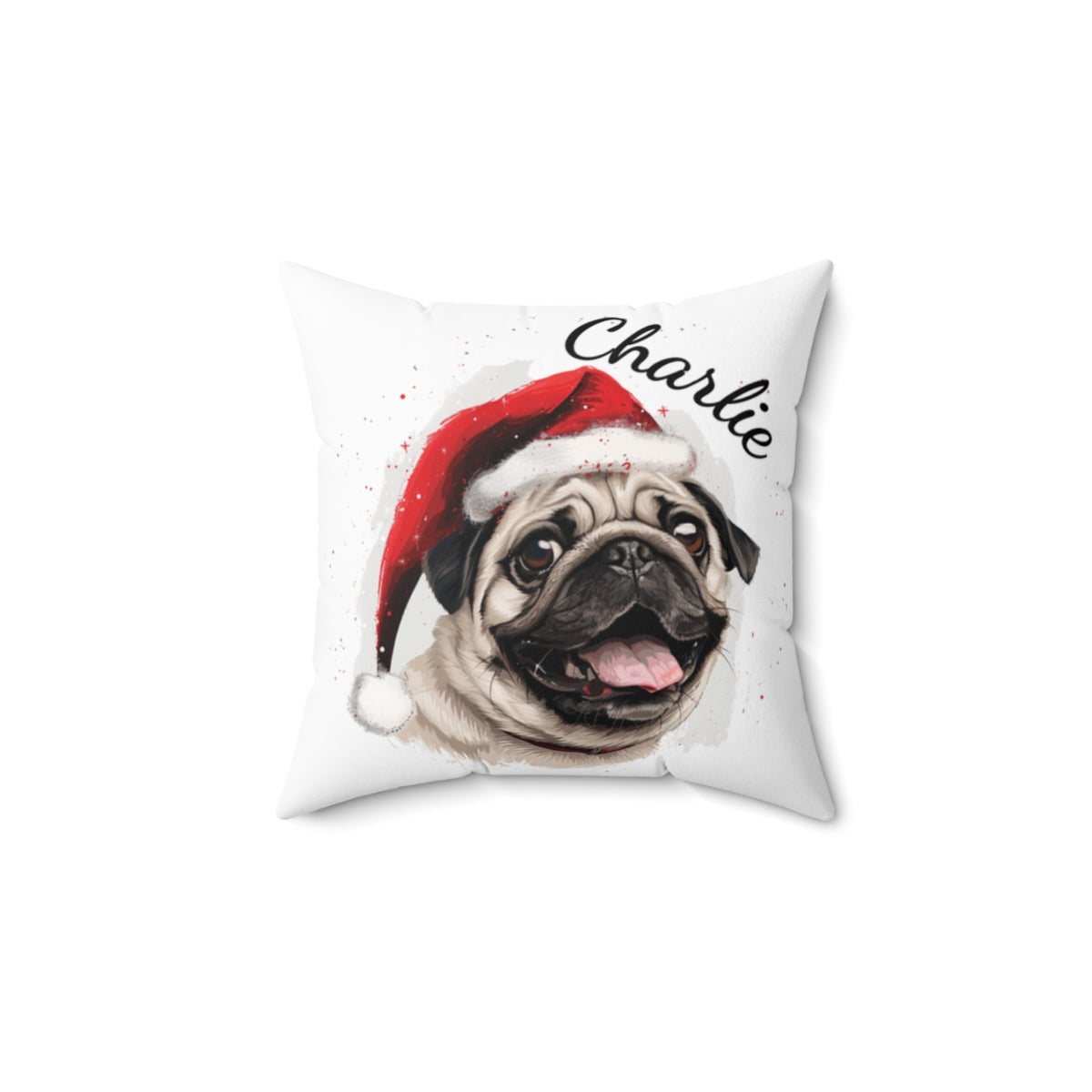 Christmas dog Cushions_Pug-3 Personalised Dog Christmas Spun Polyester Square Throw Cushion with Insert - Maltese