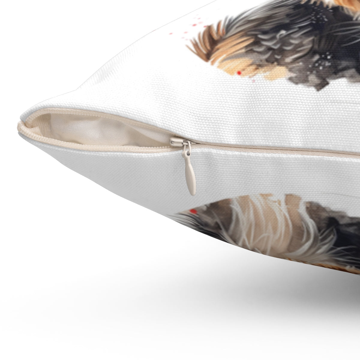 Christmas dog Cushions_Australian-Silky-Terrier-1 Personalised Dog Christmas Spun Polyester Square Throw Cushion with Insert