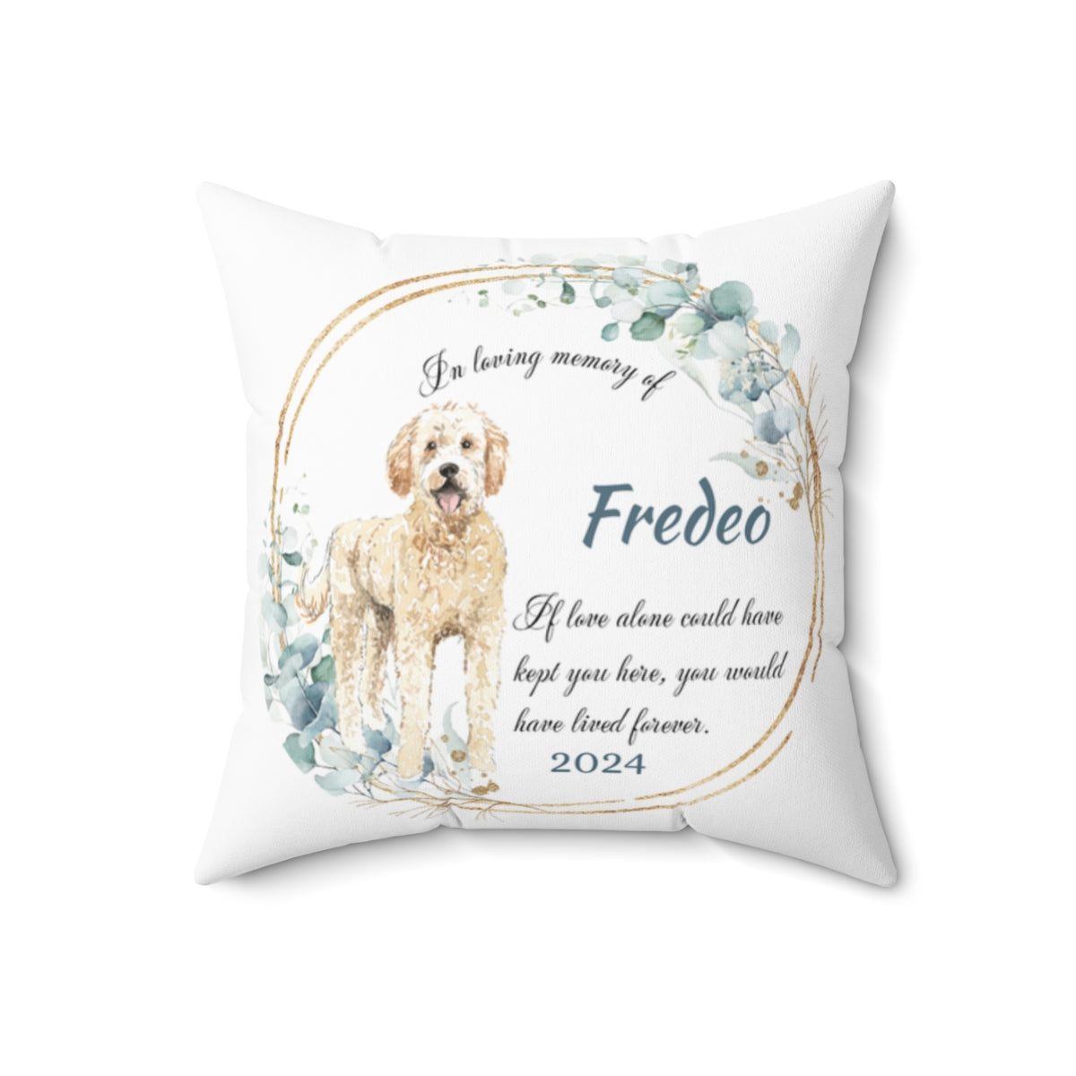 Memorial Golden Doodle Polyester Square Throw Pillow