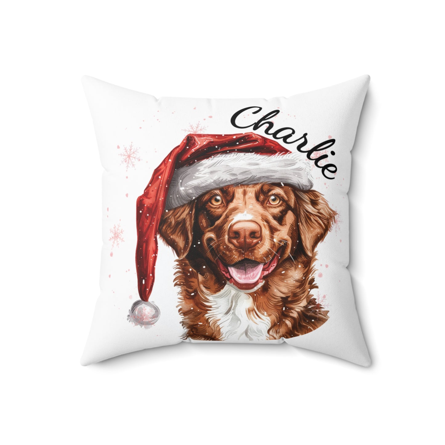 Personalized Dog Christmas Cushion, Nova Scotia Duck Toller Cushion, Custom Dog Pillow, Holiday Pet Decor, Festive Dog Lover Gift