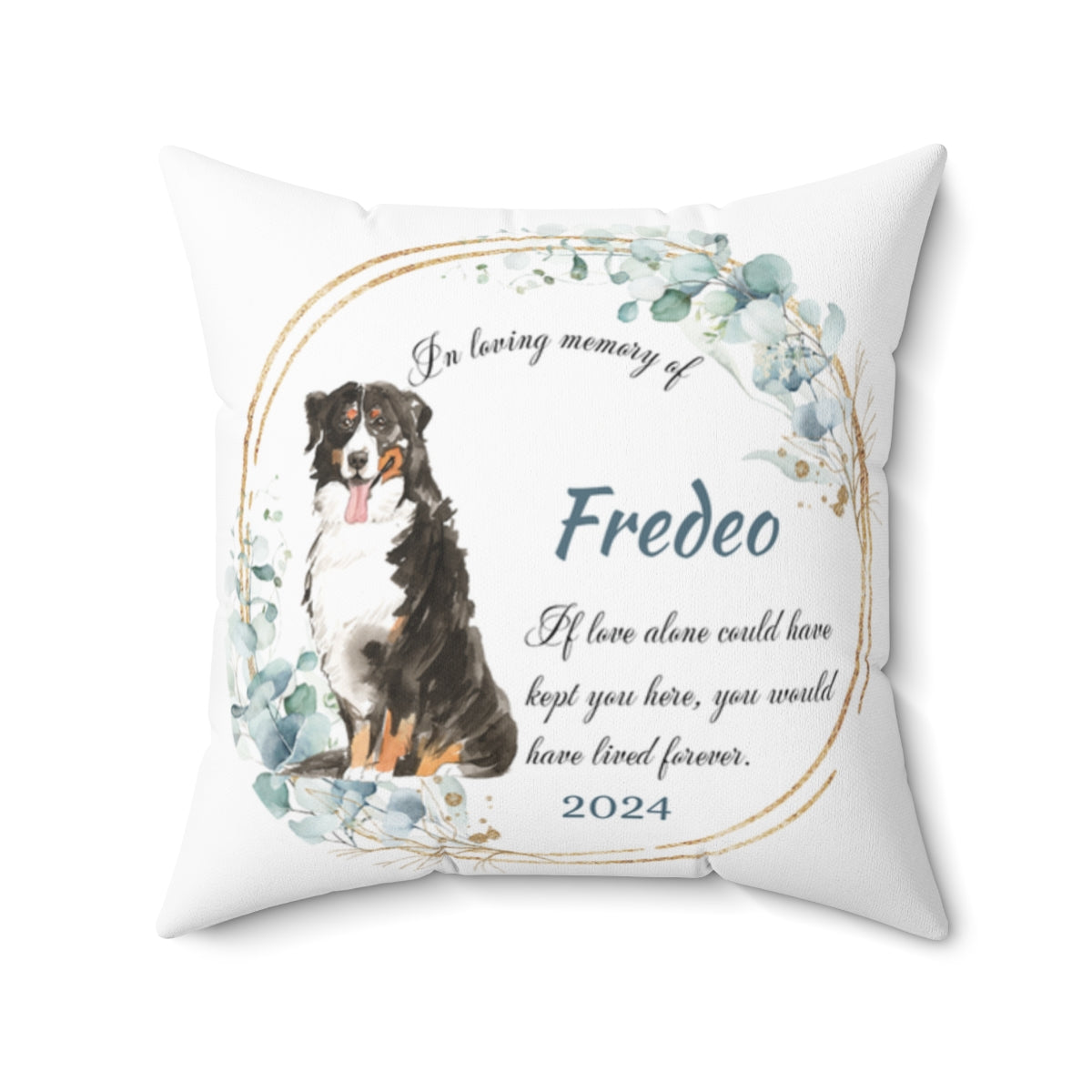 Memorial Bernese Mountain Dog Cushion Memorial Polyester Square Throw Pillow