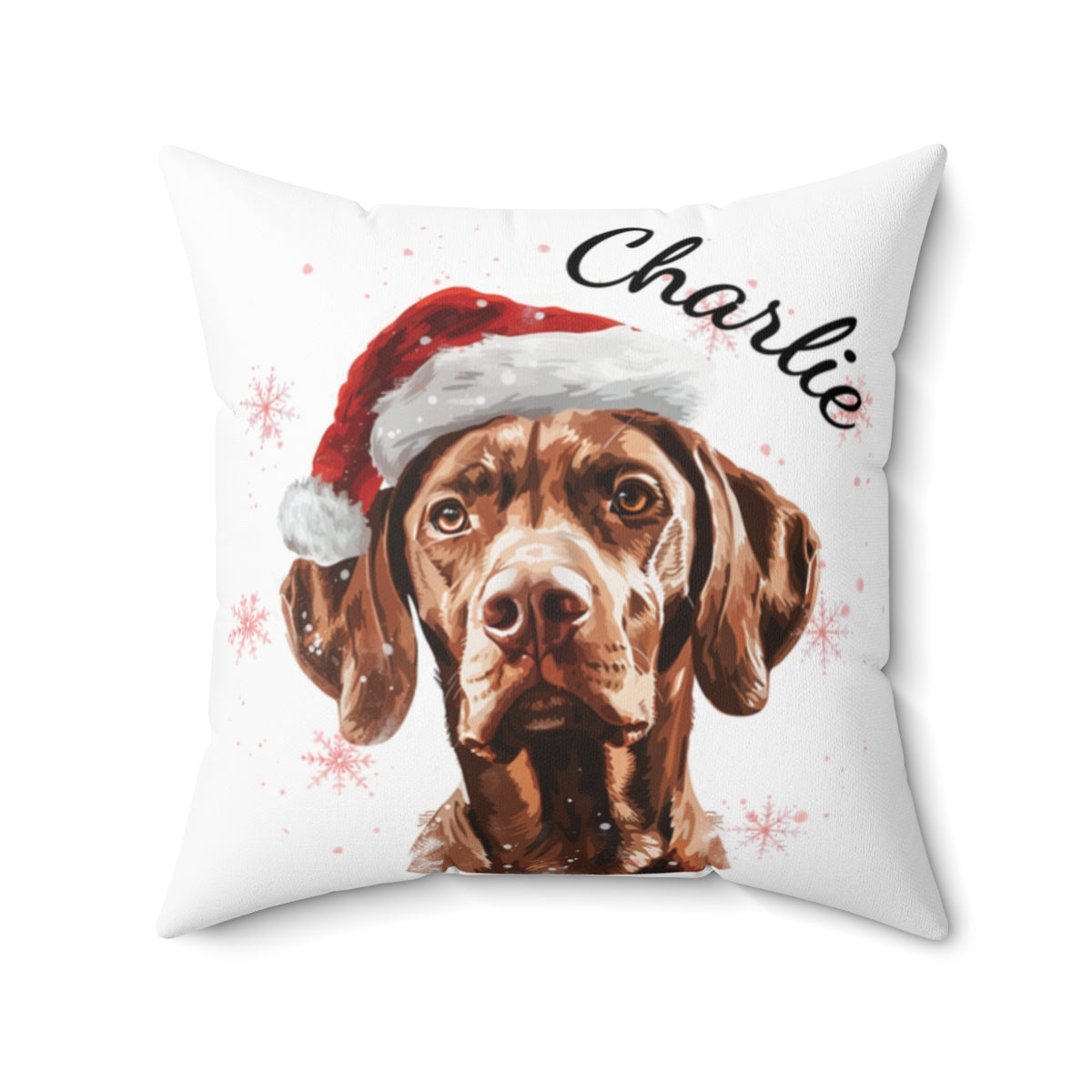Christmas dog Cushions_Vizsla-2 Personalised Dog Christmas Spun Polyester Square Throw Cushion with Insert - Maltese
