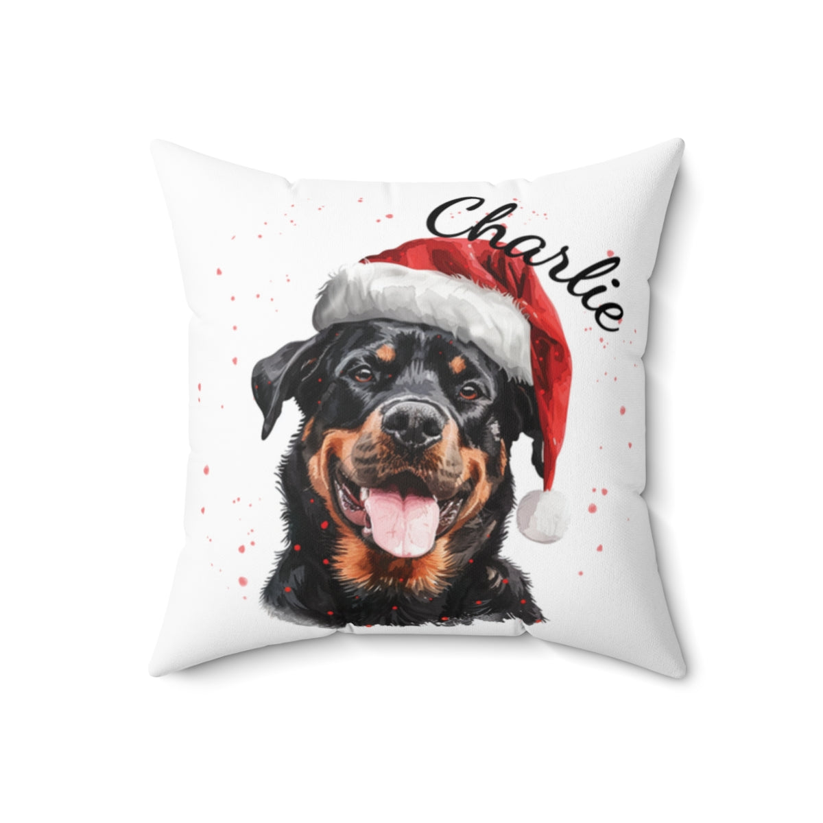 Christmas dog Cushions_Rottweiler-2 Personalised Dog Christmas Spun Polyester Square Throw Cushion with Insert