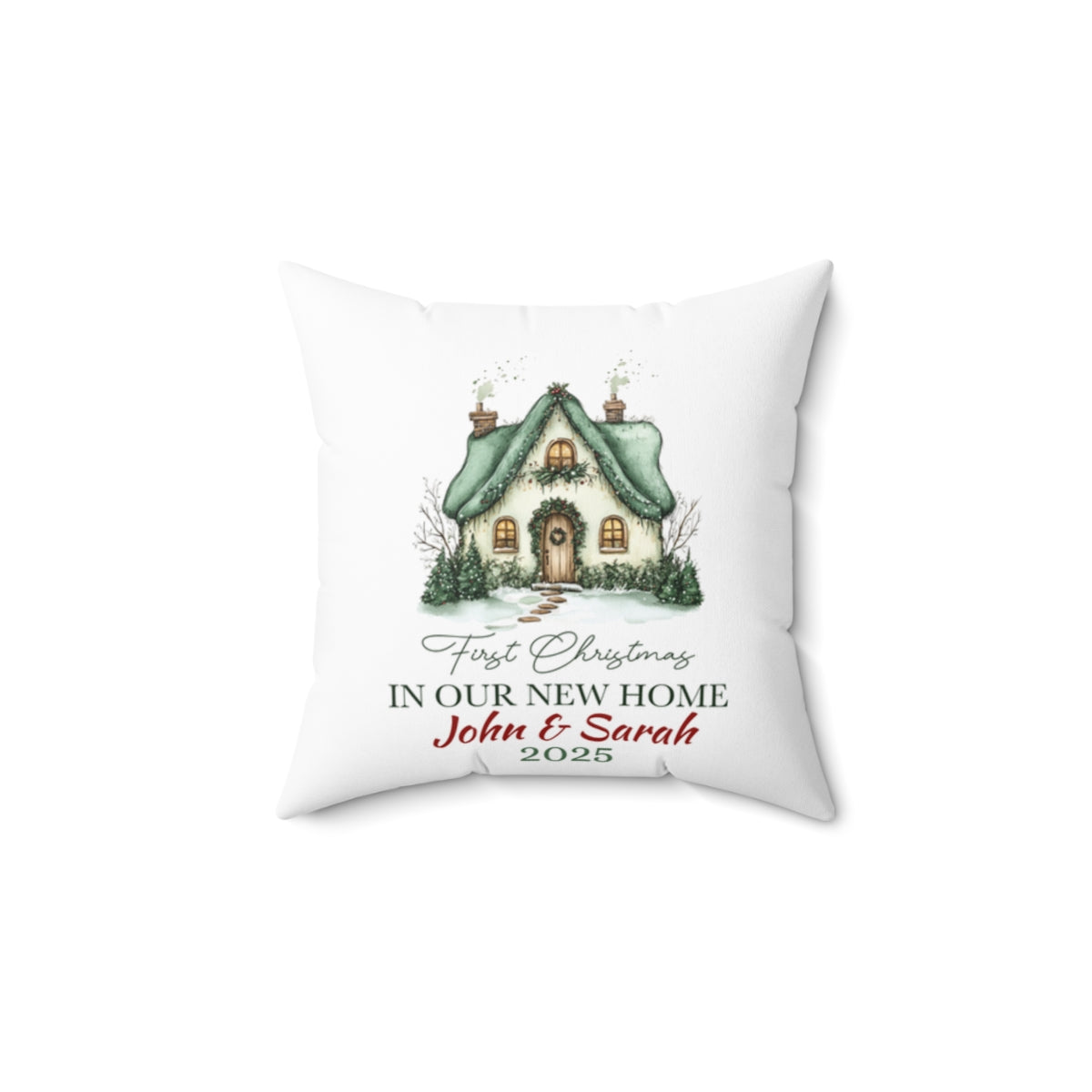 Our First Christmas in our New home Square Throw Pillow