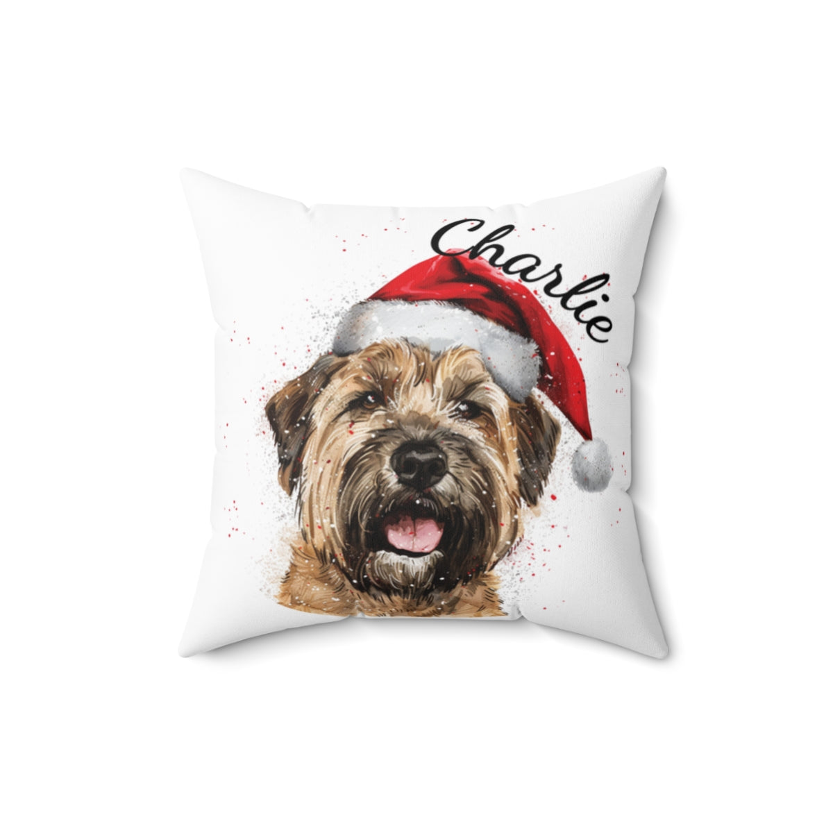 Christmas dog Cushions_Wheaten-Terrier-1 Personalised Dog Christmas Spun Polyester Square Throw Cushion with Insert - Maltese