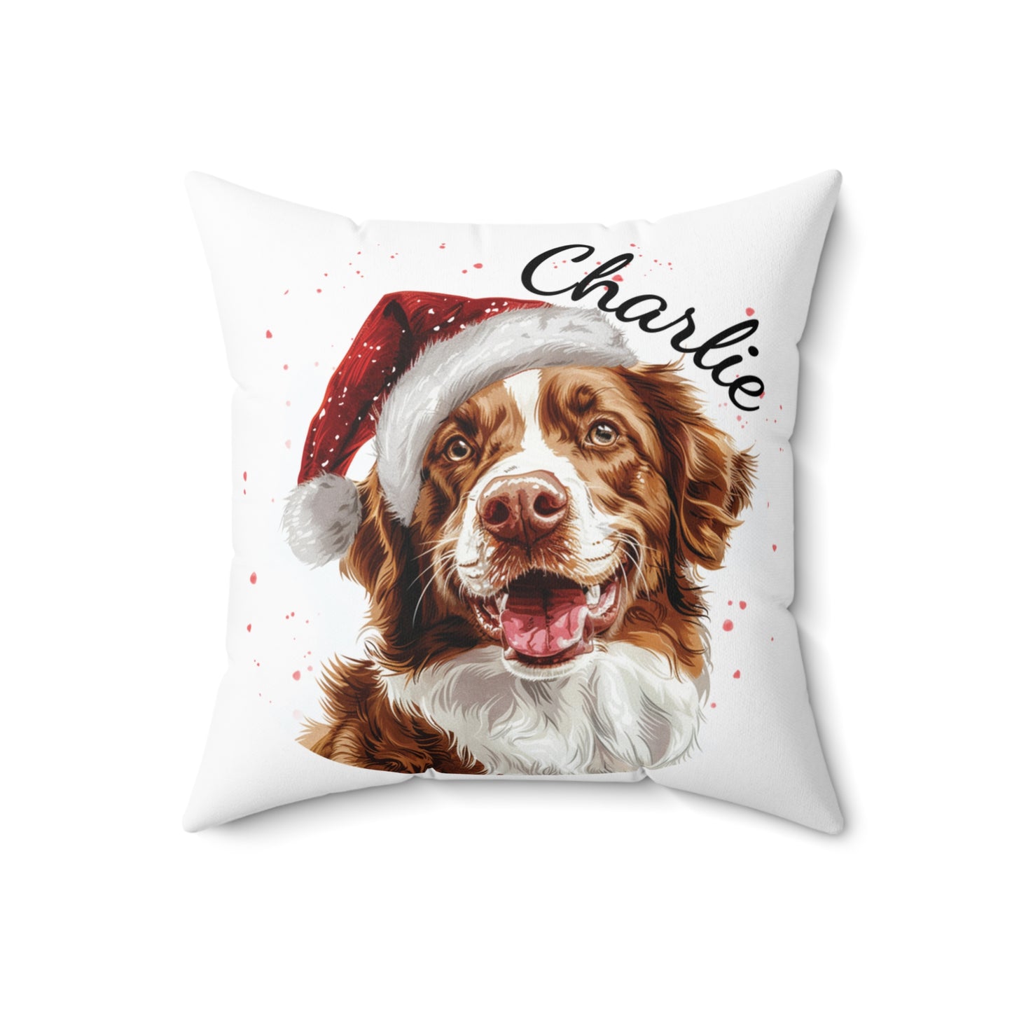 Personalized Christmas Dog Pillow, Custom Dog Cushion with Insert, Nova Scotia Duck Tolling Retriever Design, Holiday Décor Gift