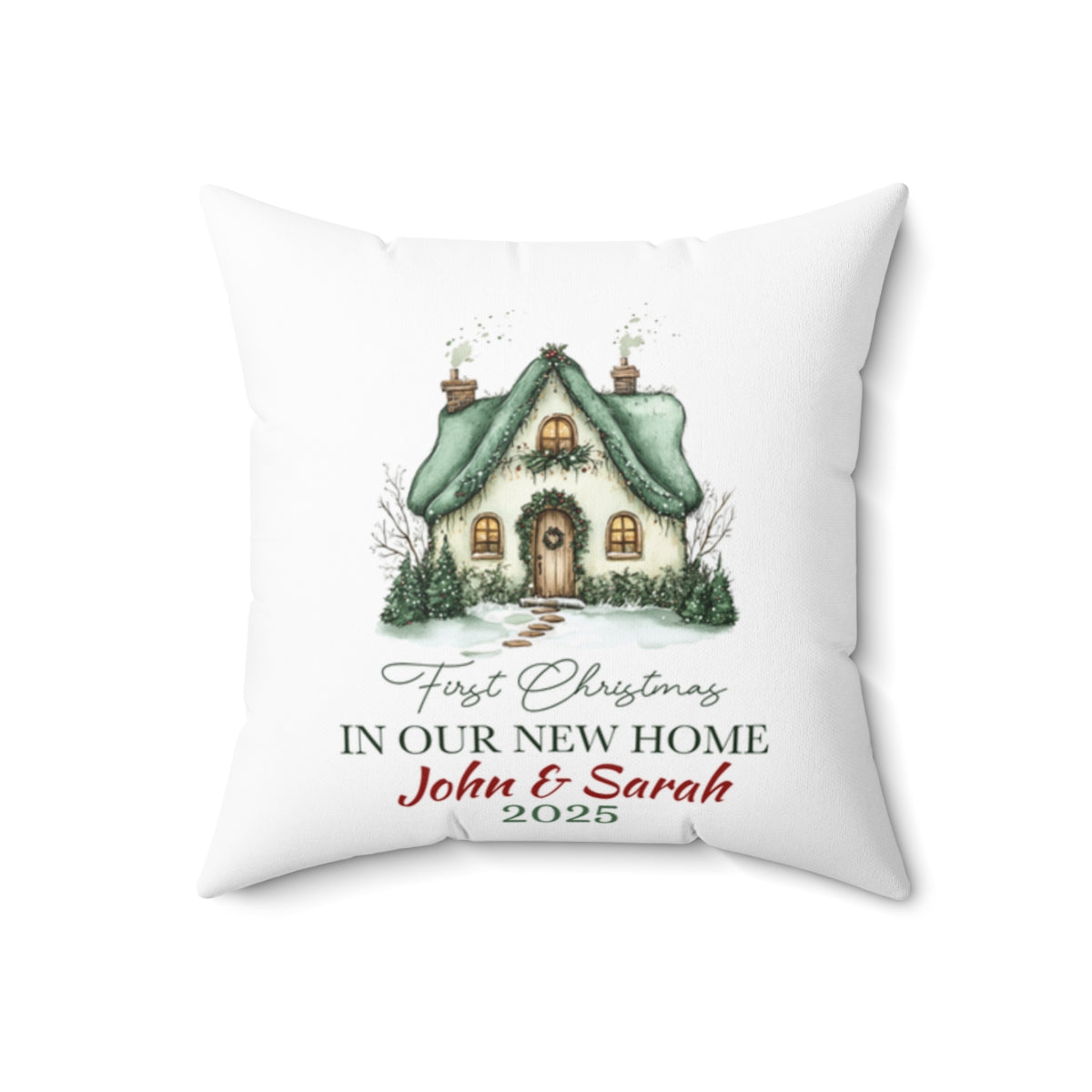 Our First Christmas in our New home Square Throw Pillow
