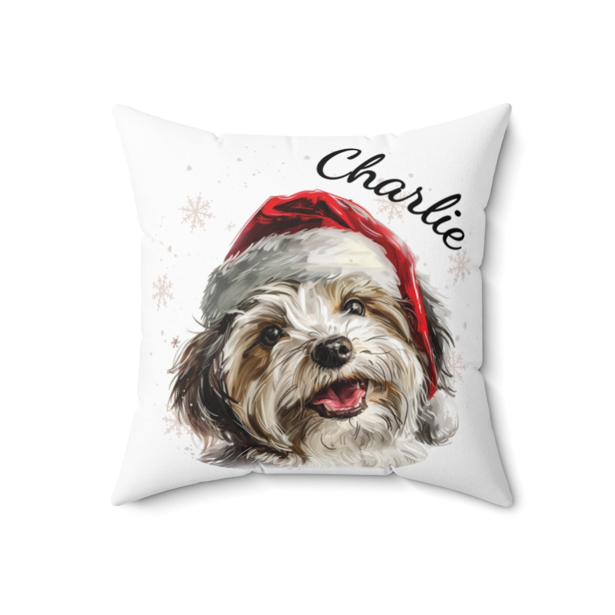 Christmas dog Cushions_Havanese-2 Personalised Dog Christmas Spun Polyester Square Throw Cushion with Insert