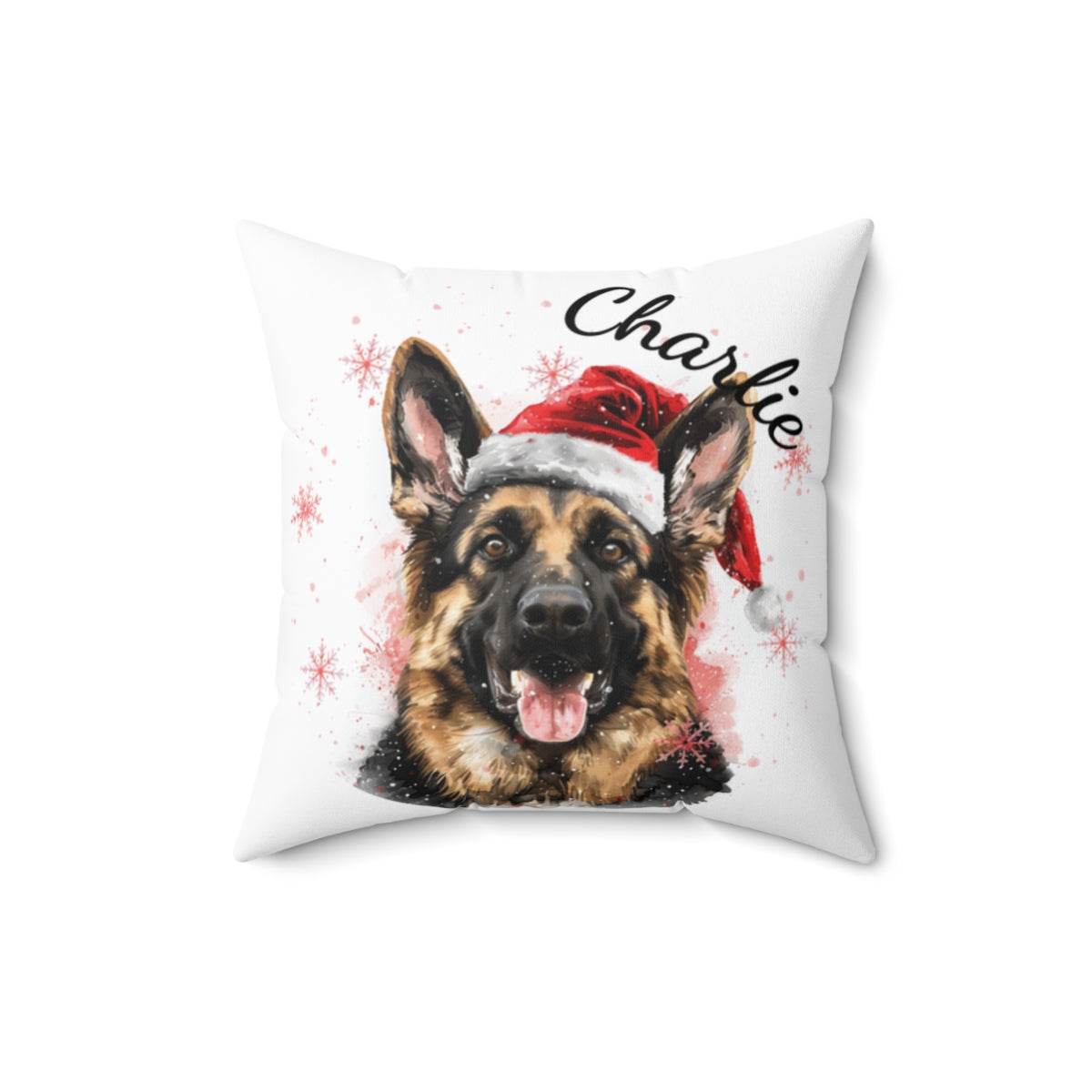Christmas dog Cushions_German-Shepherd-2 Personalised Dog Christmas Spun Polyester Square Throw Cushion with Insert