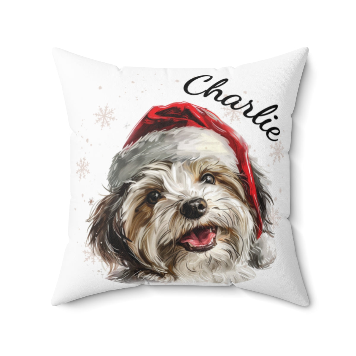 Christmas dog Cushions_Havanese-2 Personalised Dog Christmas Spun Polyester Square Throw Cushion with Insert