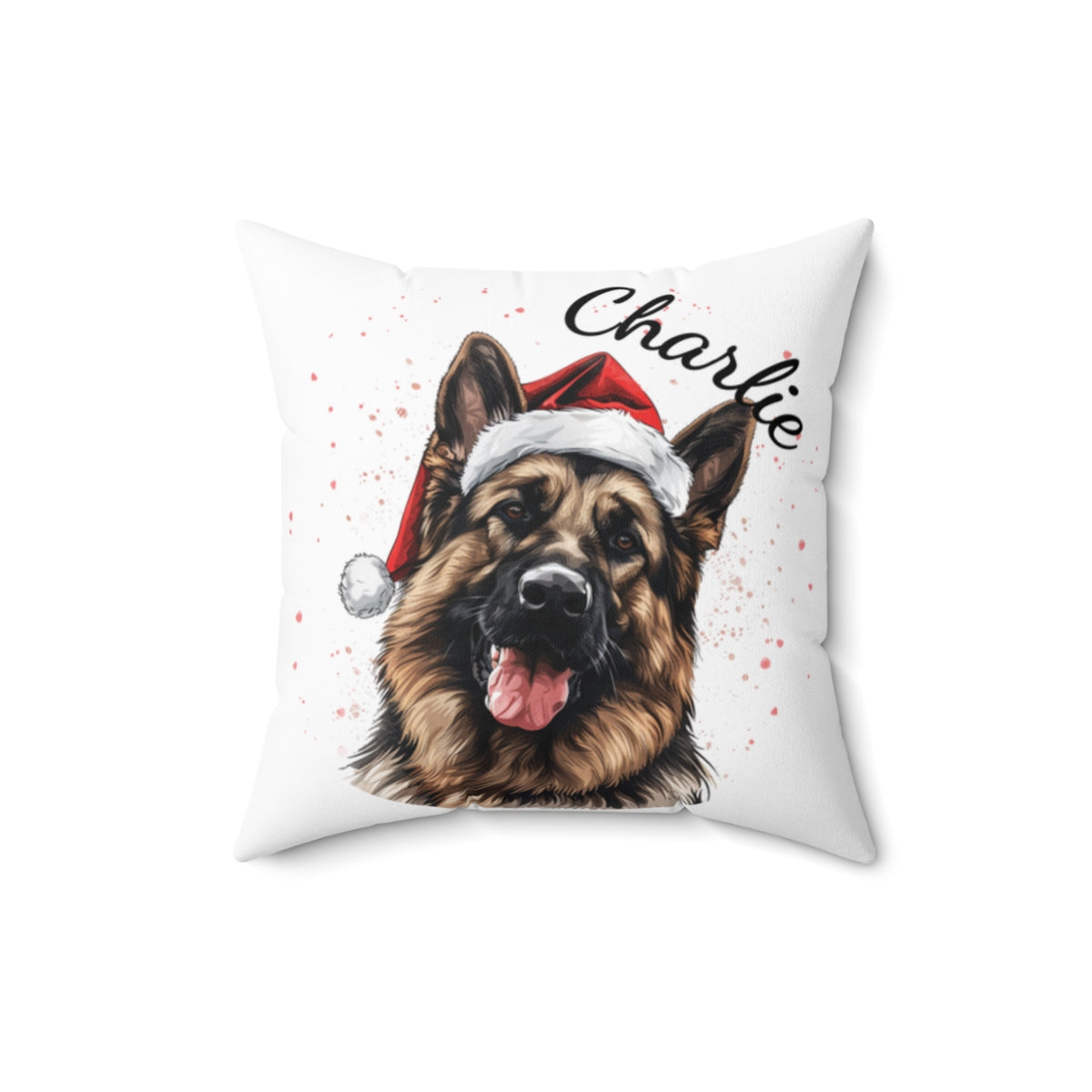 Christmas dog Cushions_German-Shepherd-1 Personalised Dog Christmas Spun Polyester Square Throw Cushion with Insert