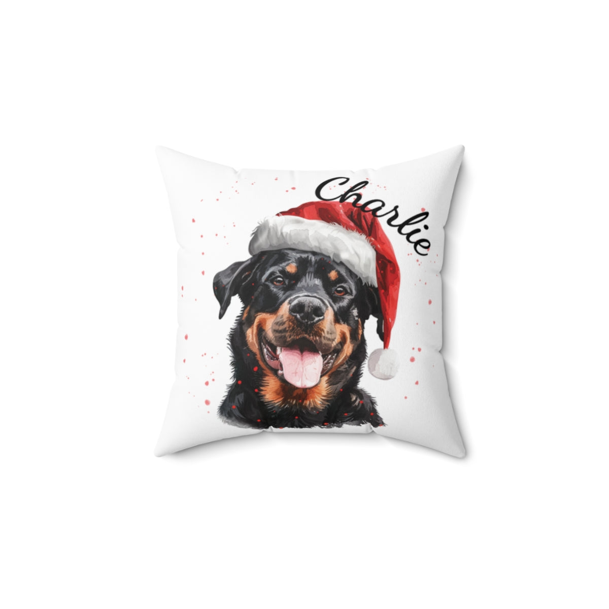 Christmas dog Cushions_Rottweiler-2 Personalised Dog Christmas Spun Polyester Square Throw Cushion with Insert