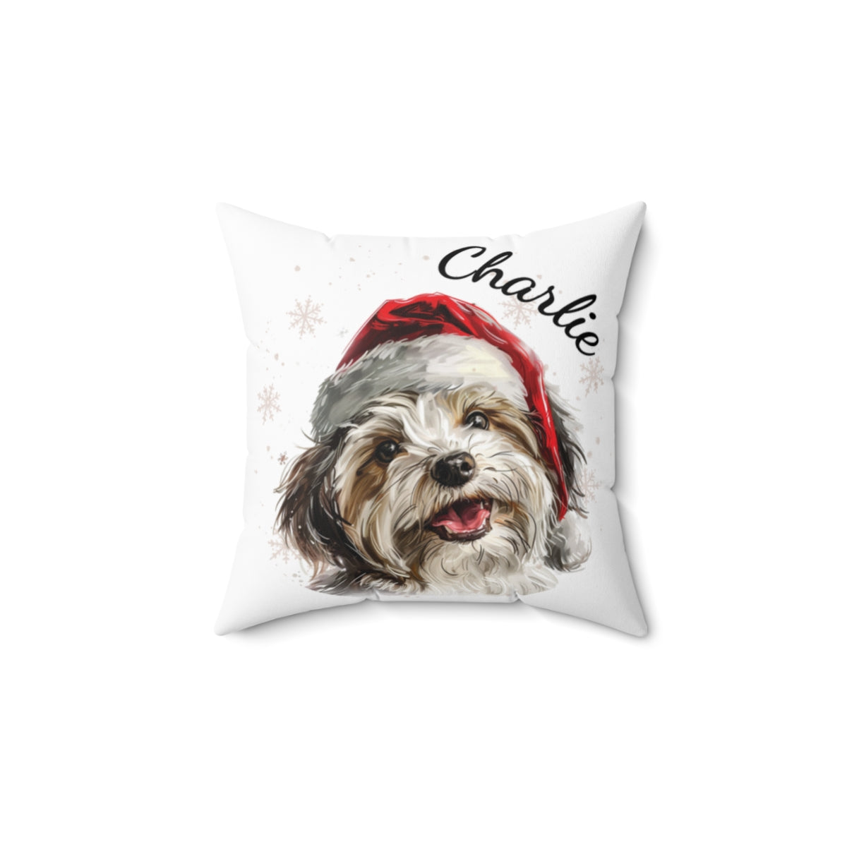 Christmas dog Cushions_Havanese-2 Personalised Dog Christmas Spun Polyester Square Throw Cushion with Insert