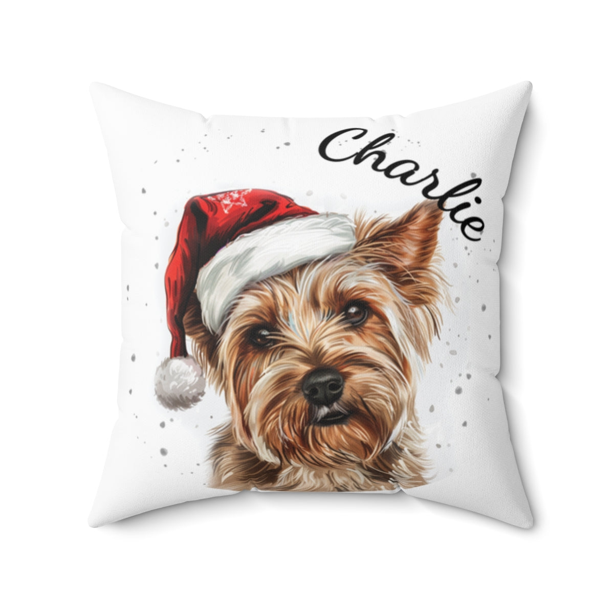 Christmas dog Cushions_Australian-Silky-Terrier-2 Personalised Dog Christmas Spun Polyester Square Throw Cushion with Insert