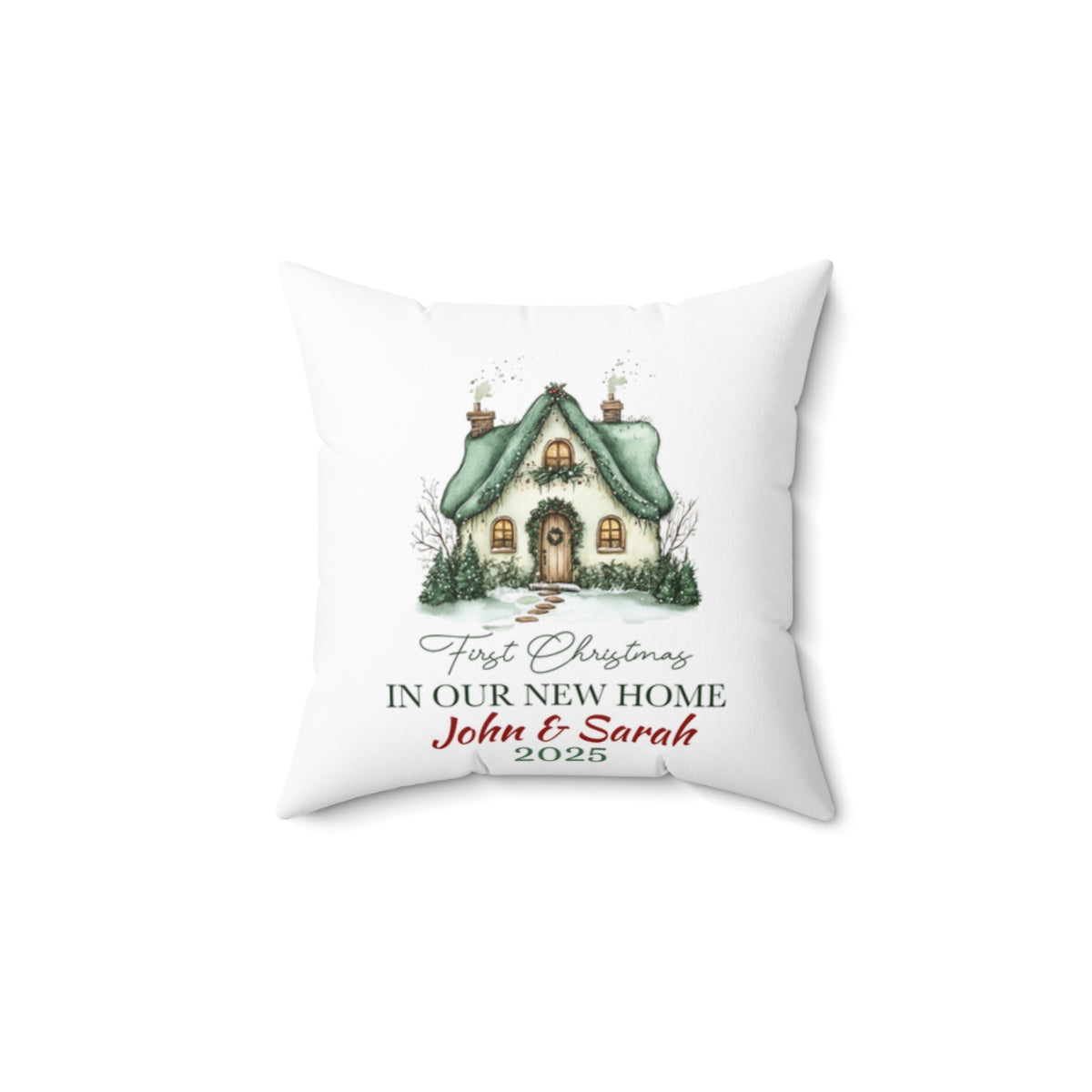 Our First Christmas in our New home Square Throw Pillow