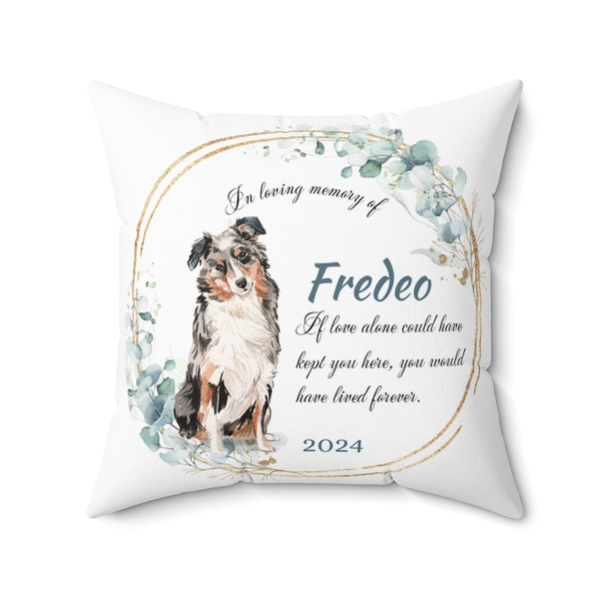 Memorial Australian Shephard Cushion Memorial Polyester Square Throw Pillow