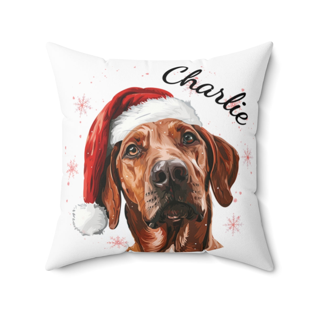 Christmas dog Cushions_Rhodesian-Ridgeeback-2 Personalised Dog Christmas Spun Polyester Square Throw Cushion with Insert