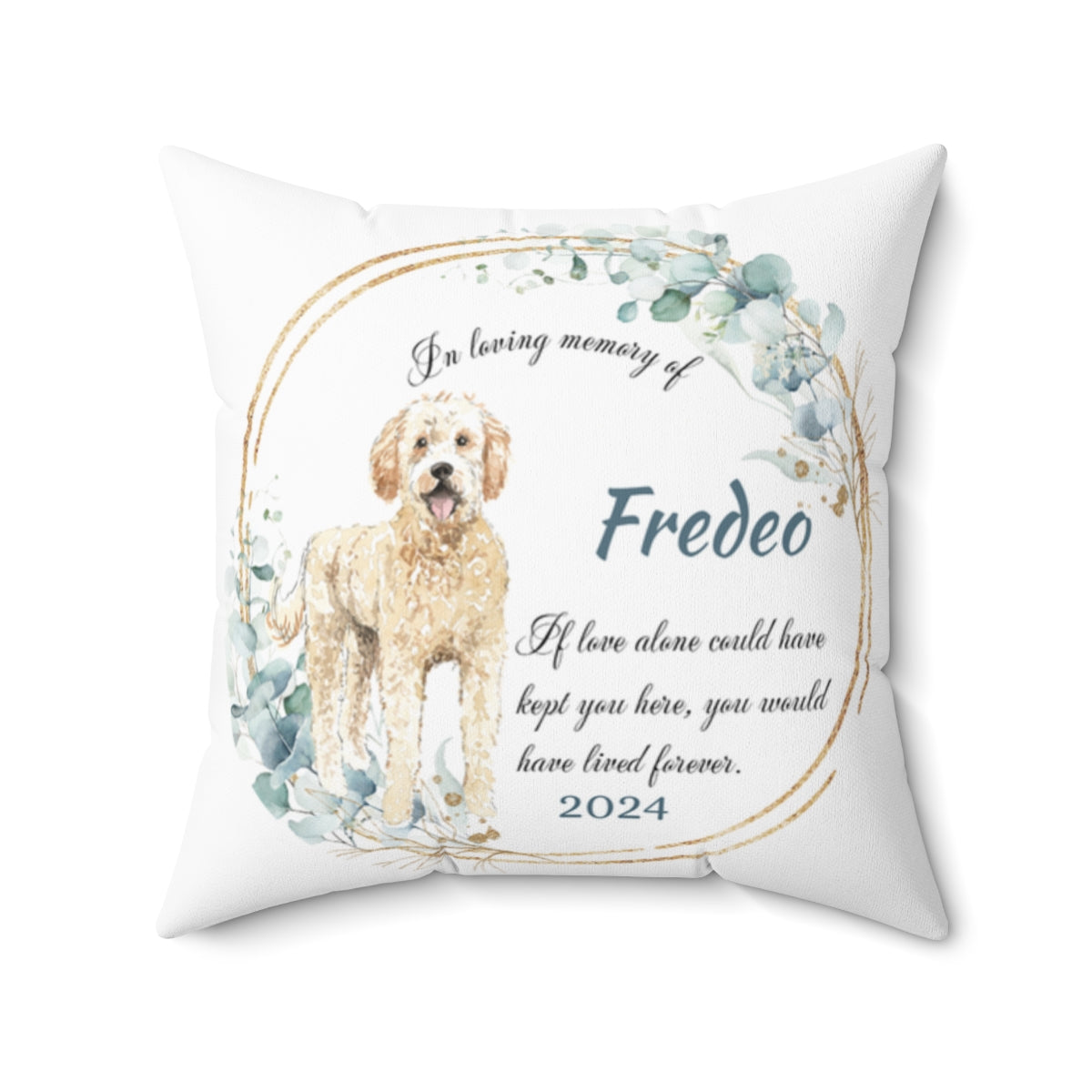 Memorial Golden Doodle Polyester Square Throw Pillow