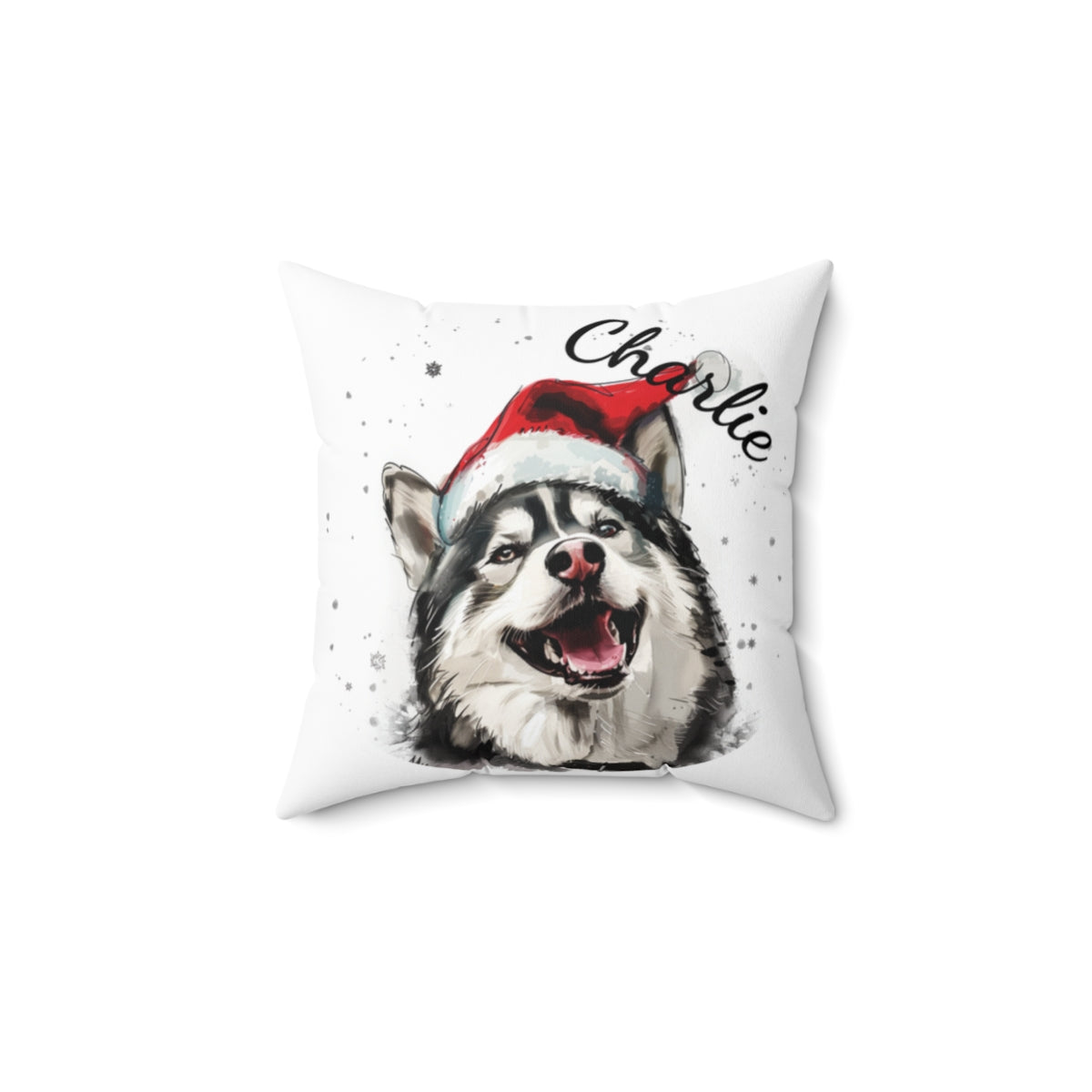 Christmas dog Cushions_Husky-1 Personalised Dog Christmas Spun Polyester Square Throw Cushion with Insert