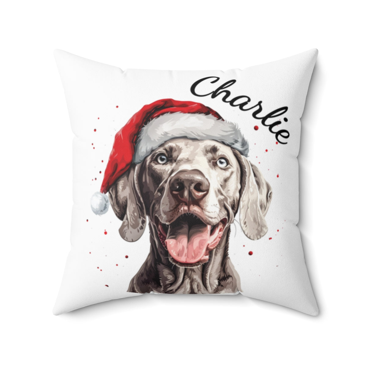 Christmas dog Cushions_Weimaraner-1 Personalised Dog Christmas Spun Polyester Square Throw Cushion with Insert - Maltese