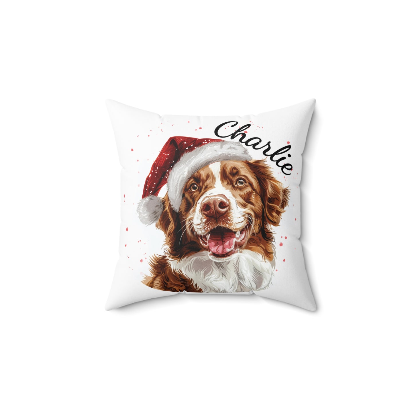 Personalized Christmas Dog Pillow, Custom Dog Cushion with Insert, Nova Scotia Duck Tolling Retriever Design, Holiday Décor Gift