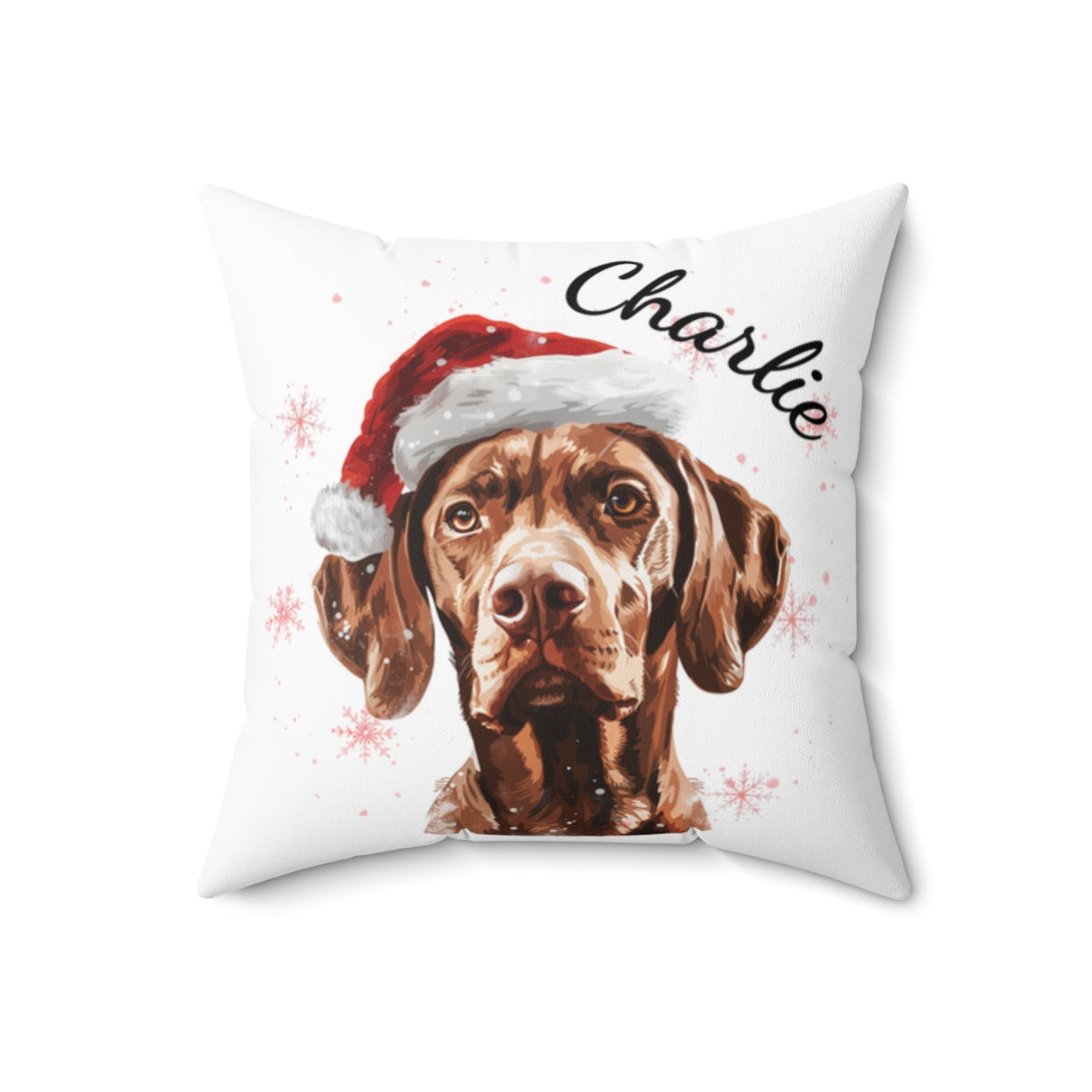 Christmas dog Cushions_Vizsla-2 Personalised Dog Christmas Spun Polyester Square Throw Cushion with Insert - Maltese