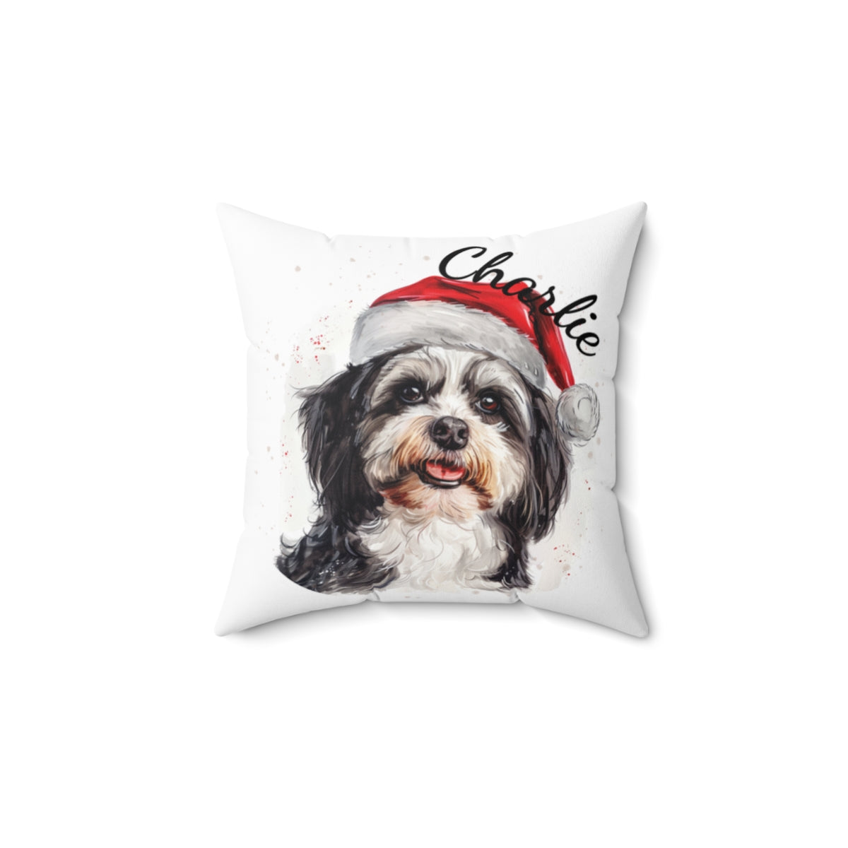Christmas dog Cushions_Havanese-1 Personalised Dog Christmas Spun Polyester Square Throw Cushion with Insert