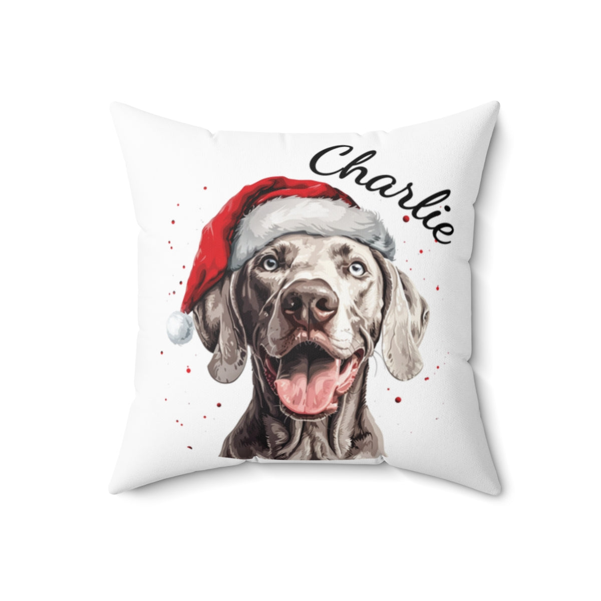 Christmas dog Cushions_Weimaraner-1 Personalised Dog Christmas Spun Polyester Square Throw Cushion with Insert - Maltese