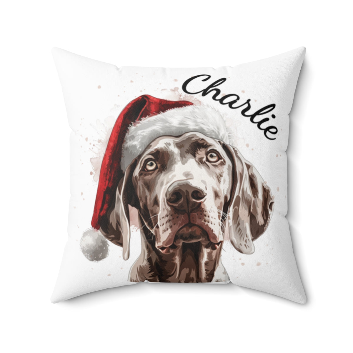 Christmas dog Cushions_Weimaraner-2 Personalised Dog Christmas Spun Polyester Square Throw Cushion with Insert - Maltese