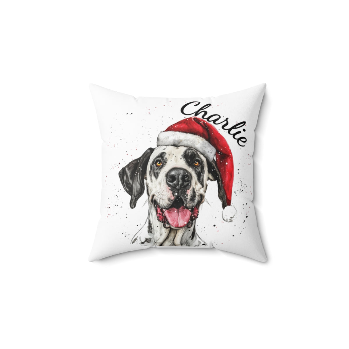 Christmas dog Cushions_Great-Dane-2 Personalised Dog Christmas Spun Polyester Square Throw Cushion with Insert