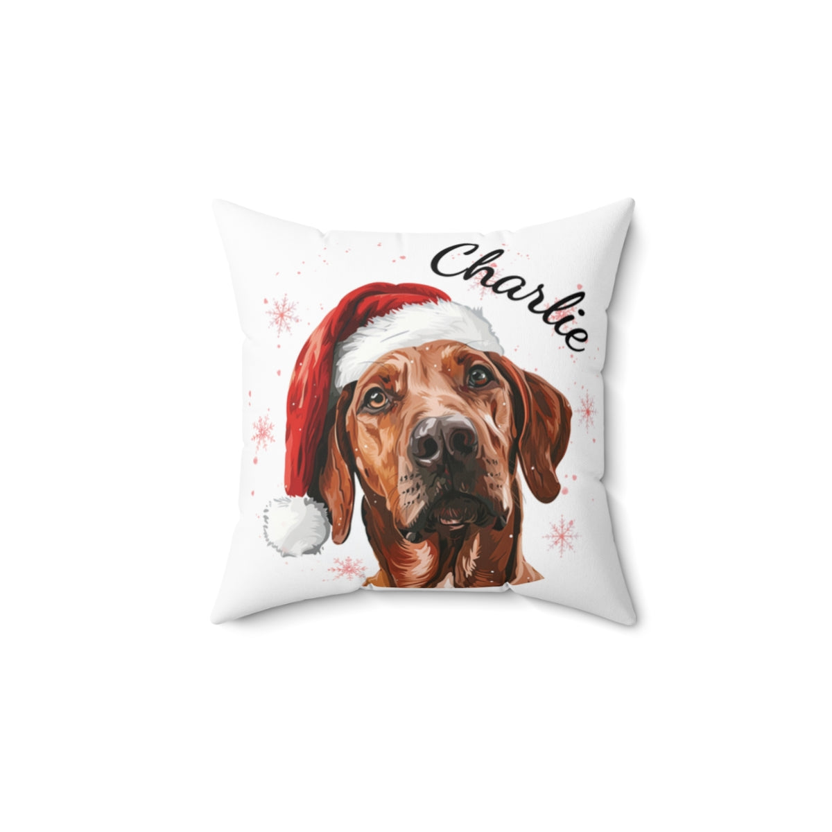 Christmas dog Cushions_Rhodesian-Ridgeeback-2 Personalised Dog Christmas Spun Polyester Square Throw Cushion with Insert
