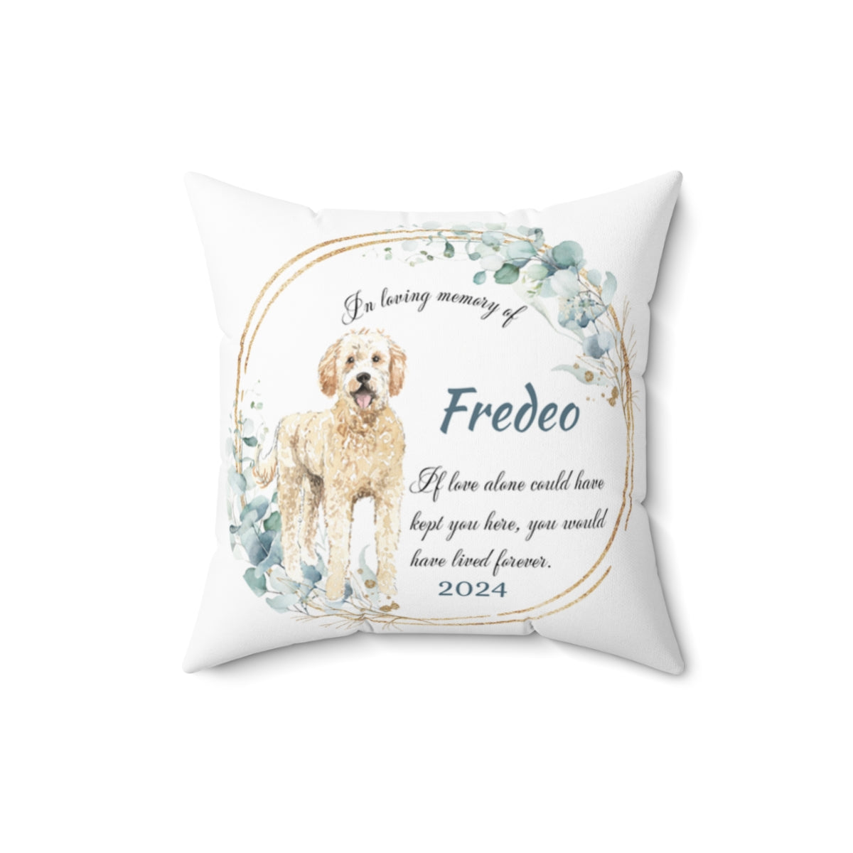 Memorial Golden Doodle Polyester Square Throw Pillow