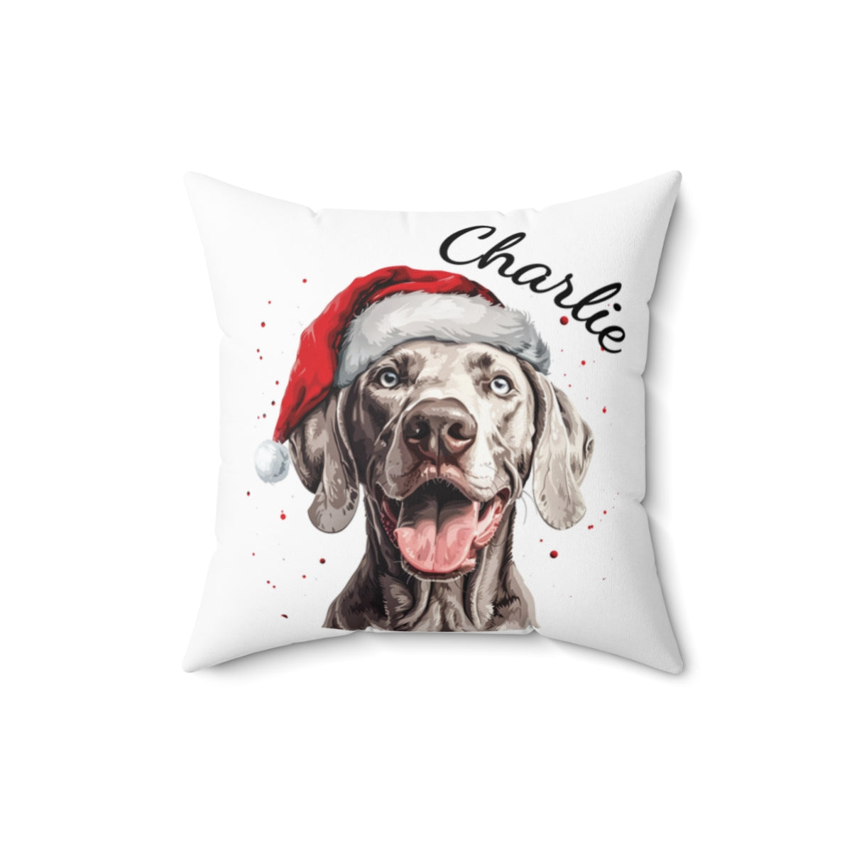 Christmas dog Cushions_Weimaraner-1 Personalised Dog Christmas Spun Polyester Square Throw Cushion with Insert - Maltese