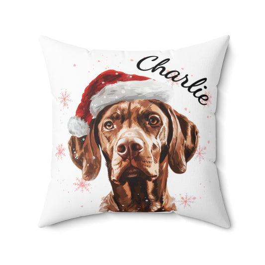 Christmas dog Cushions_Vizsla-2 Personalised Dog Christmas Spun Polyester Square Throw Cushion with Insert - Maltese
