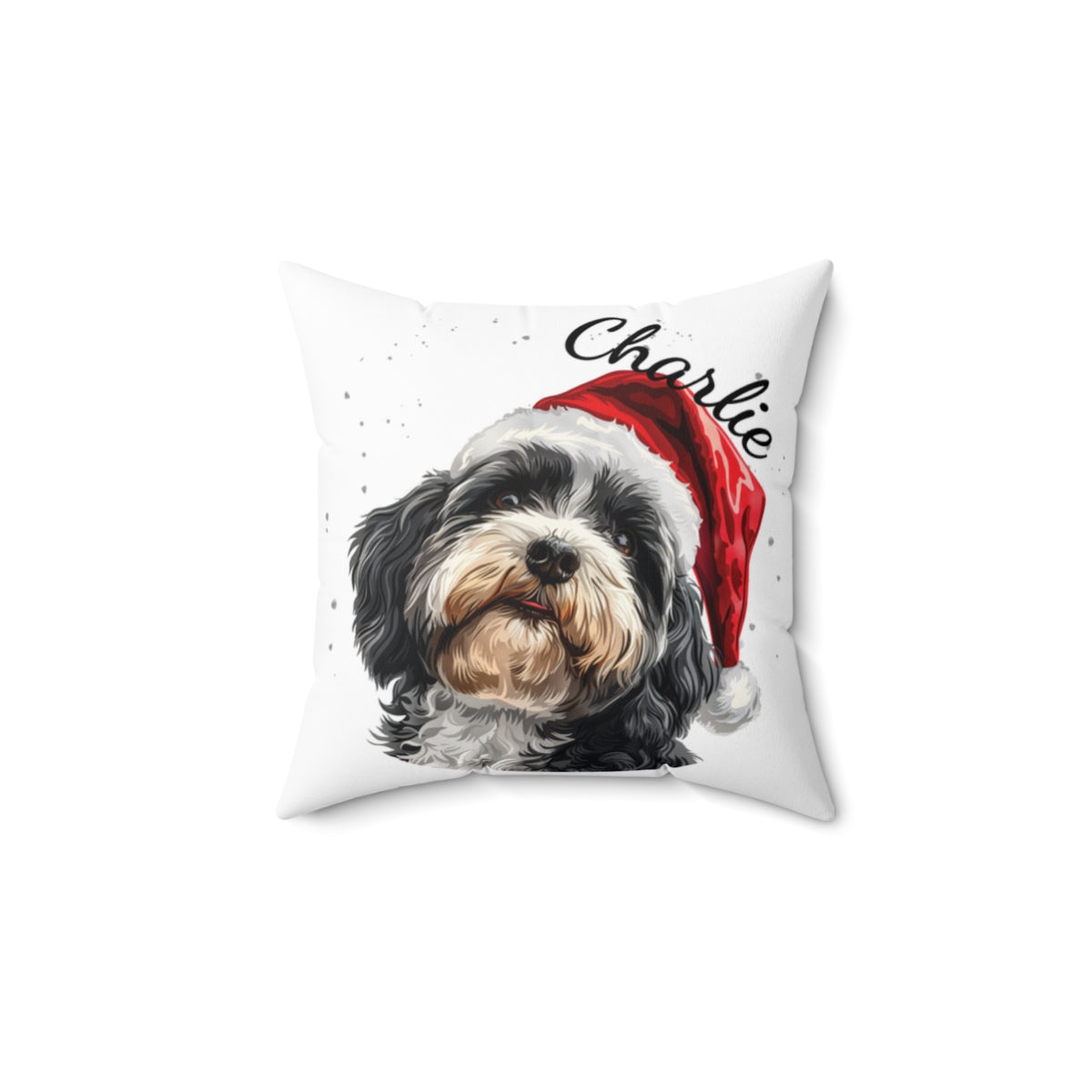 Christmas dog Cushions_Havanese-3 Personalised Dog Christmas Spun Polyester Square Throw Cushion with Insert