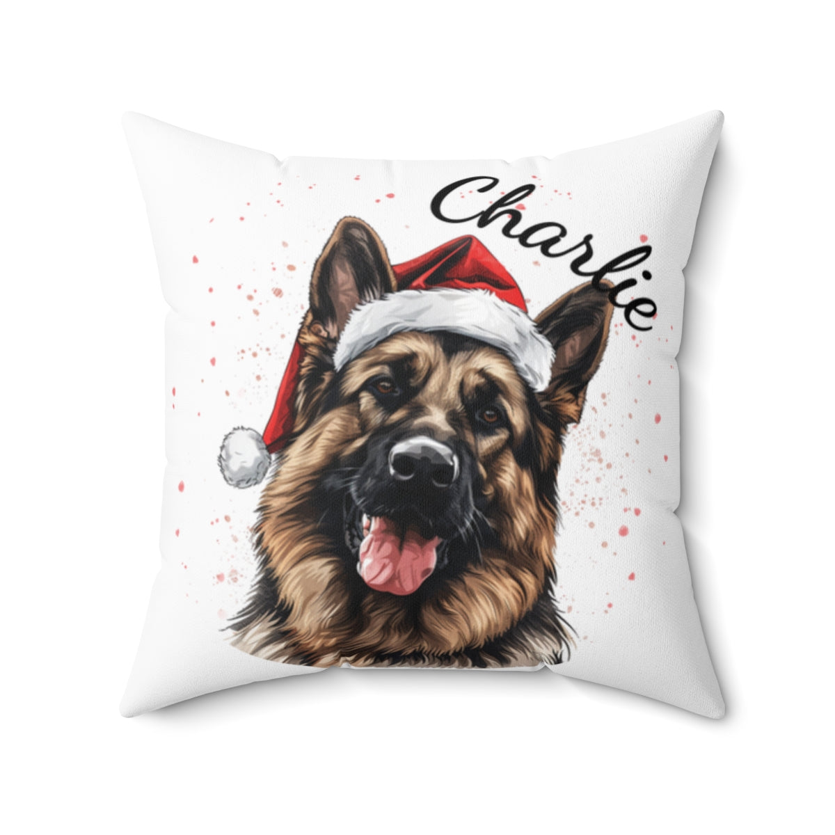 Christmas dog Cushions_German-Shepherd-1 Personalised Dog Christmas Spun Polyester Square Throw Cushion with Insert