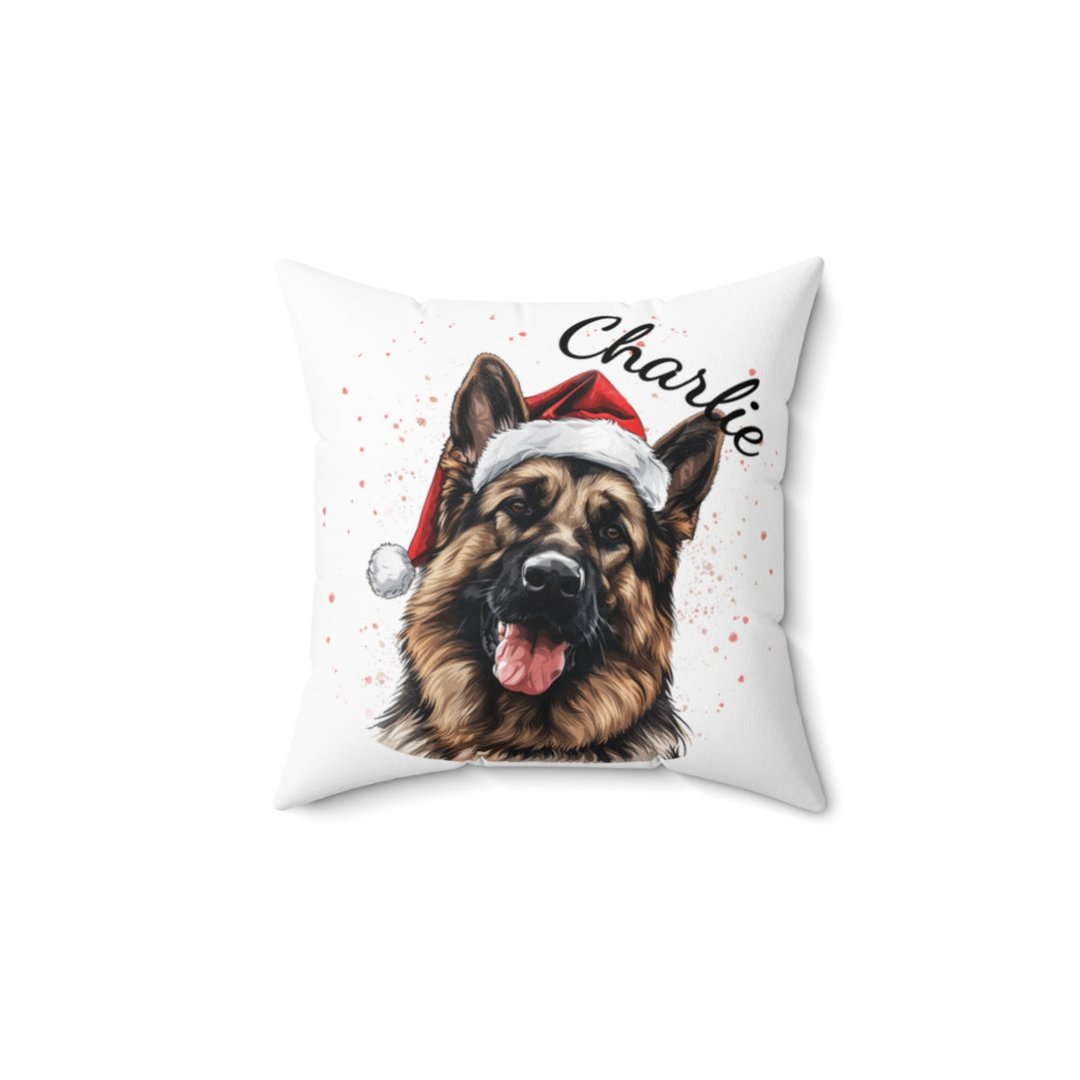 Christmas dog Cushions_German-Shepherd-1 Personalised Dog Christmas Spun Polyester Square Throw Cushion with Insert