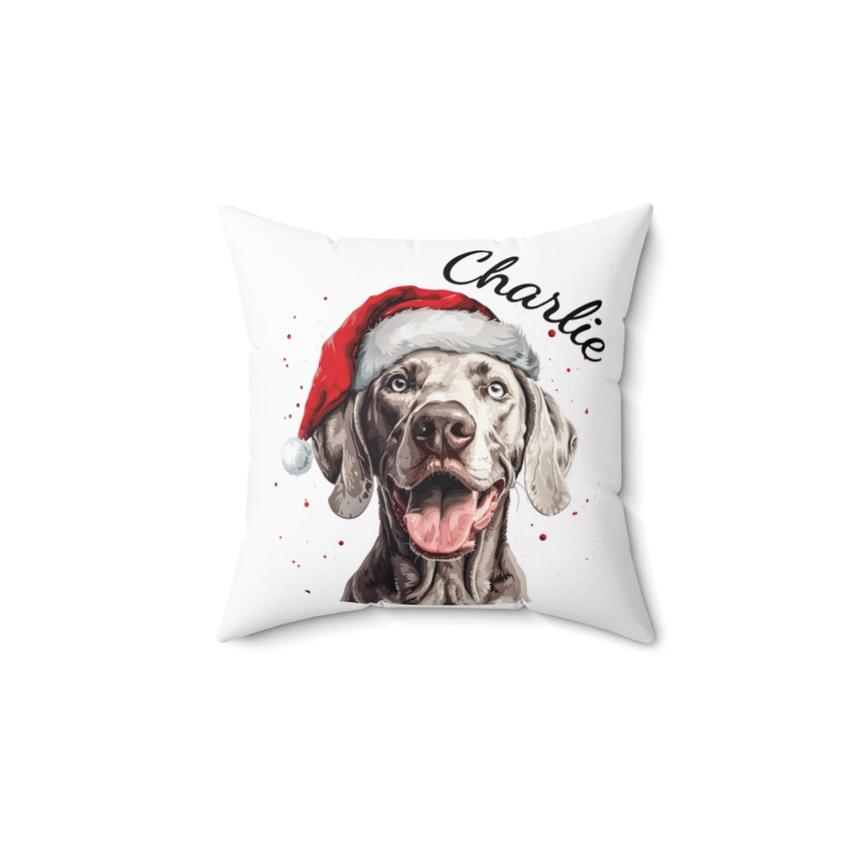 Christmas dog Cushions_Weimaraner-1 Personalised Dog Christmas Spun Polyester Square Throw Cushion with Insert - Maltese