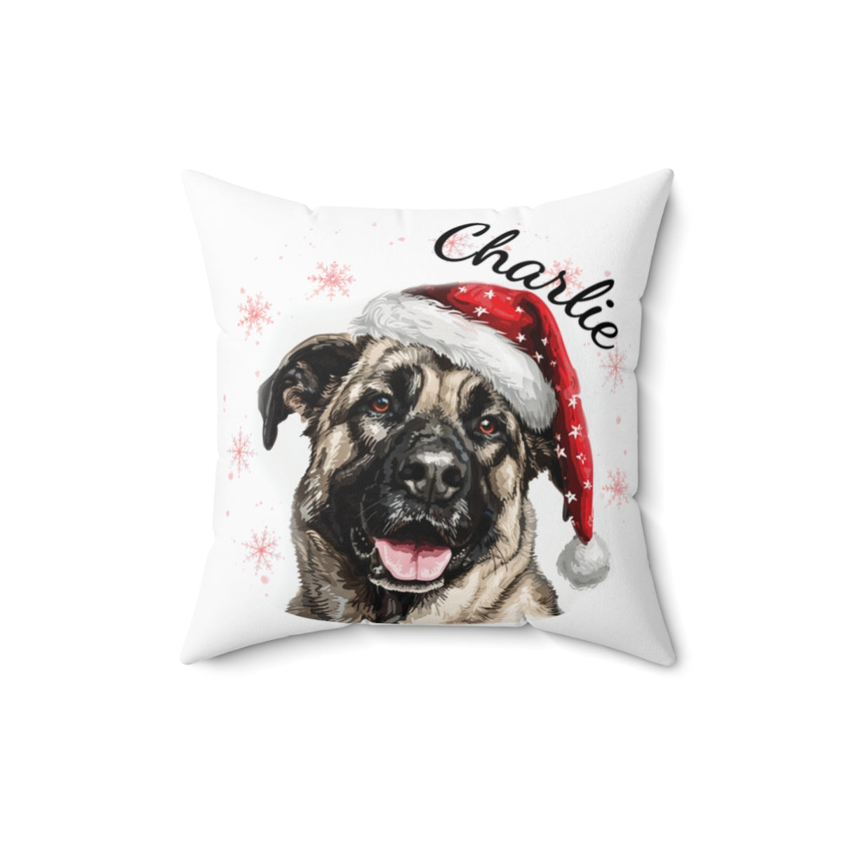 Christmas dog Cushions_Anatolian-Shepherd-2 Personalised Dog Christmas Spun Polyester Square Throw Cushion with Insert