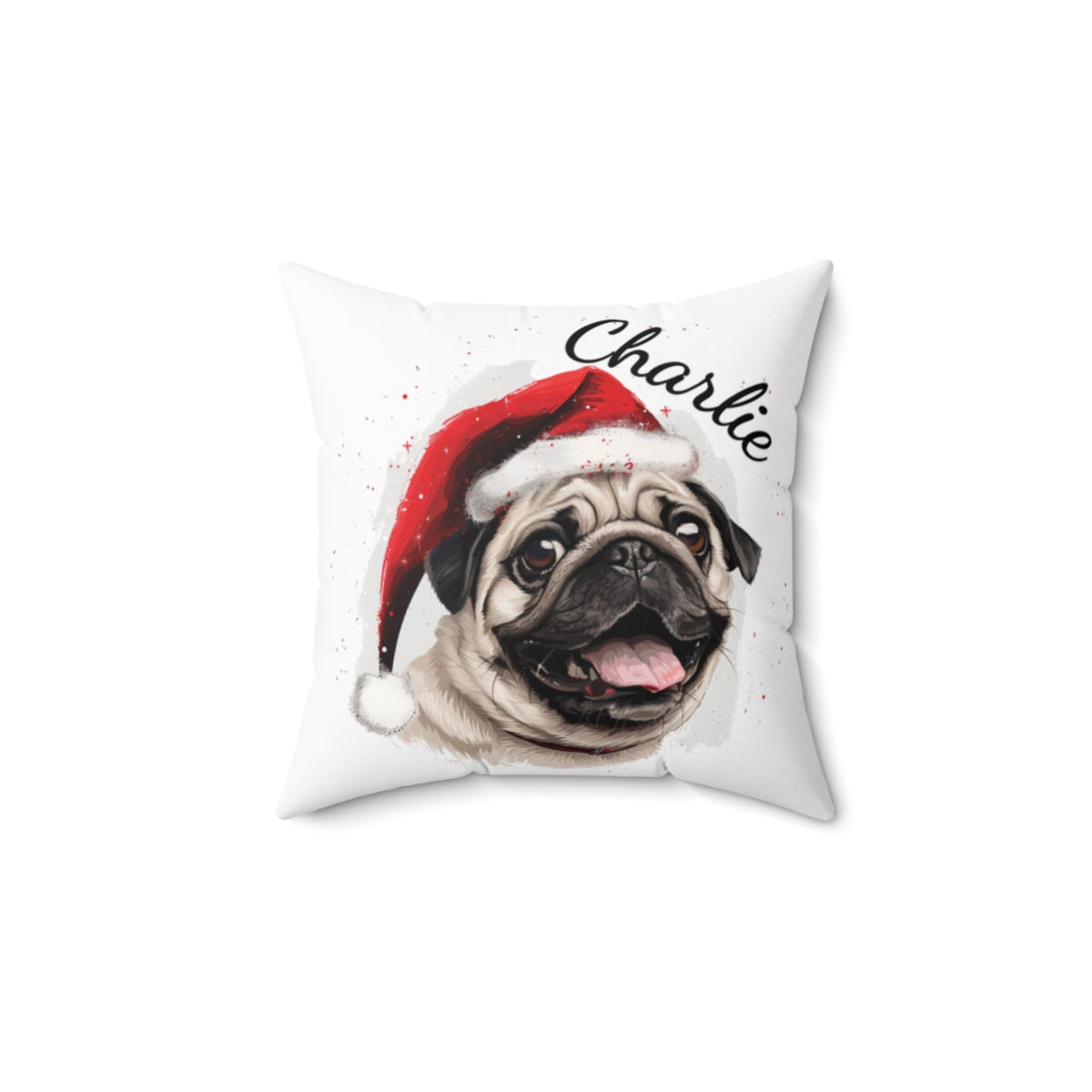 Christmas dog Cushions_Pug-3 Personalised Dog Christmas Spun Polyester Square Throw Cushion with Insert - Maltese