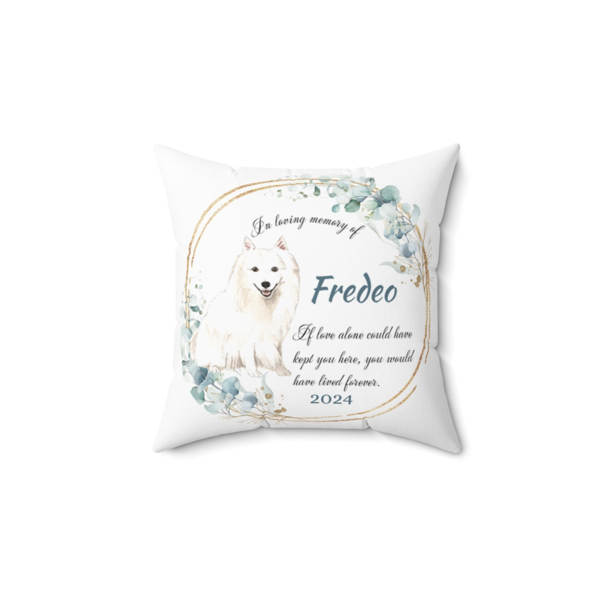 Memorial Japanese Spitz dog Cushion Memorial Polyester Square Throw Pillow