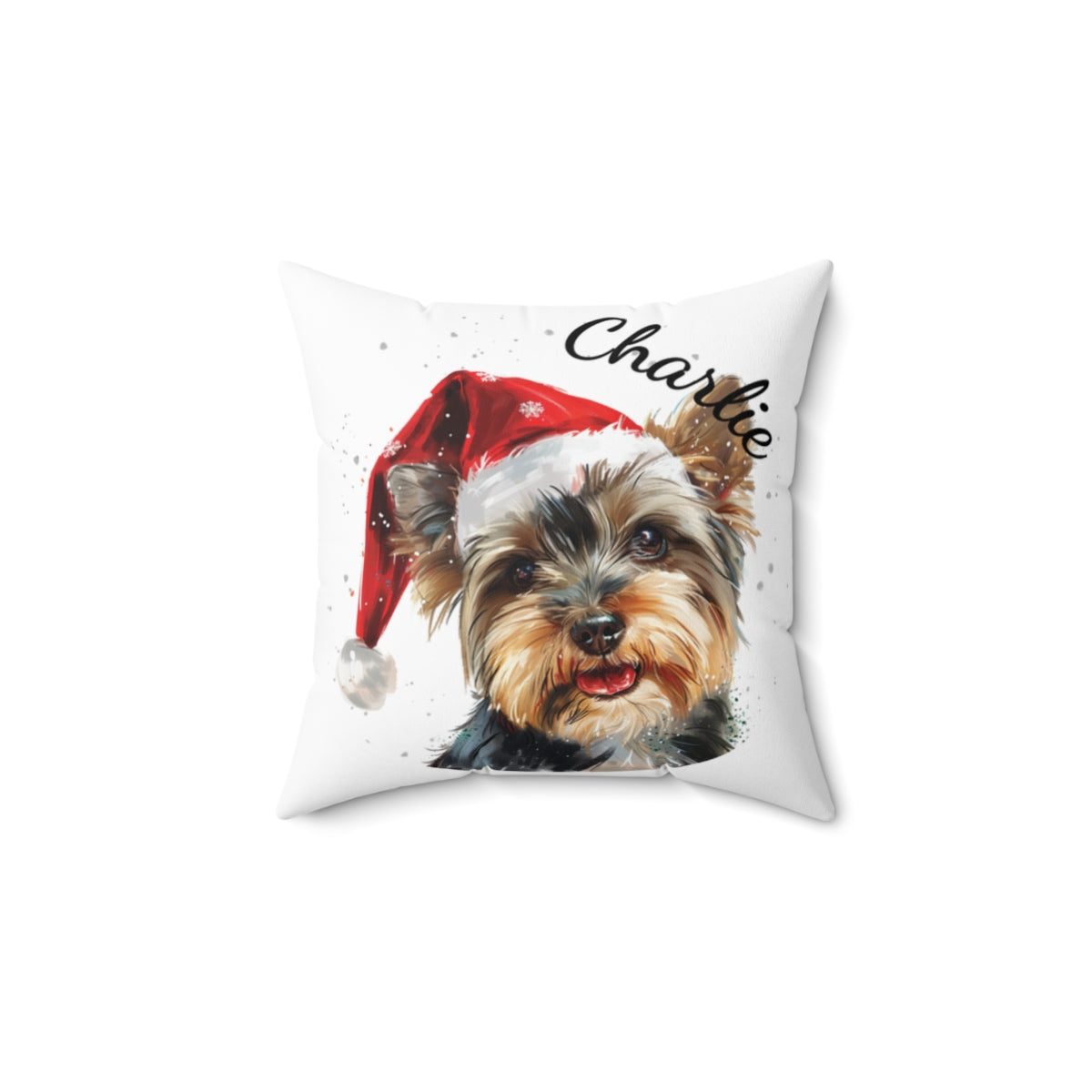 Christmas dog Cushions_Yorkshire-Terrier-2 Personalised Dog Christmas Spun Polyester Square Throw Cushion with Insert - Maltese
