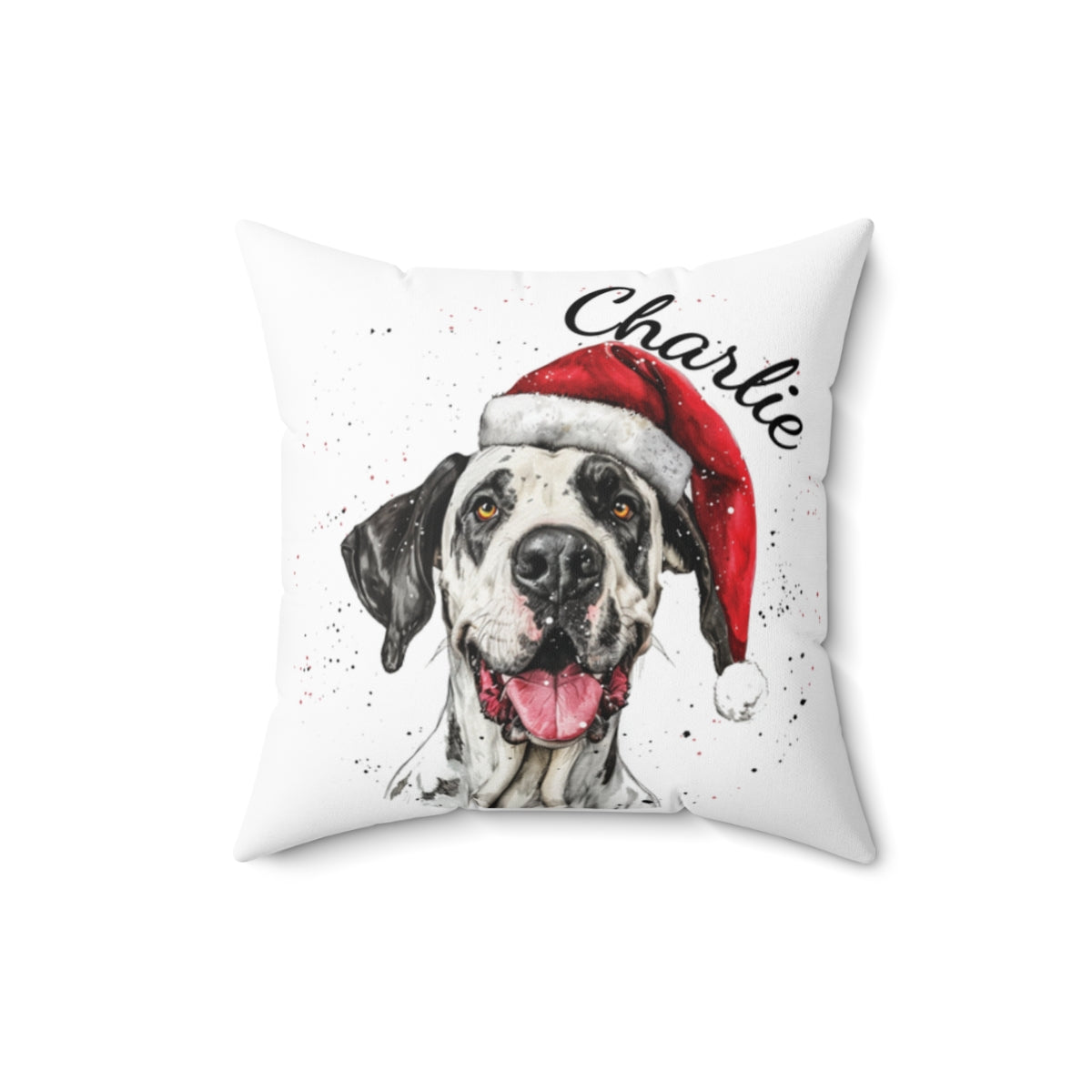 Christmas dog Cushions_Great-Dane-2 Personalised Dog Christmas Spun Polyester Square Throw Cushion with Insert