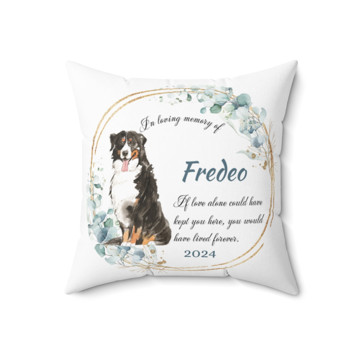 Memorial Bernese Mountain Dog Cushion Memorial Polyester Square Throw Pillow