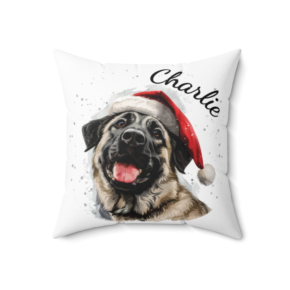 Christmas dog Cushions_Anatolian-Shepherd-1 Personalised Dog Christmas Spun Polyester Square Throw Cushion with Insert